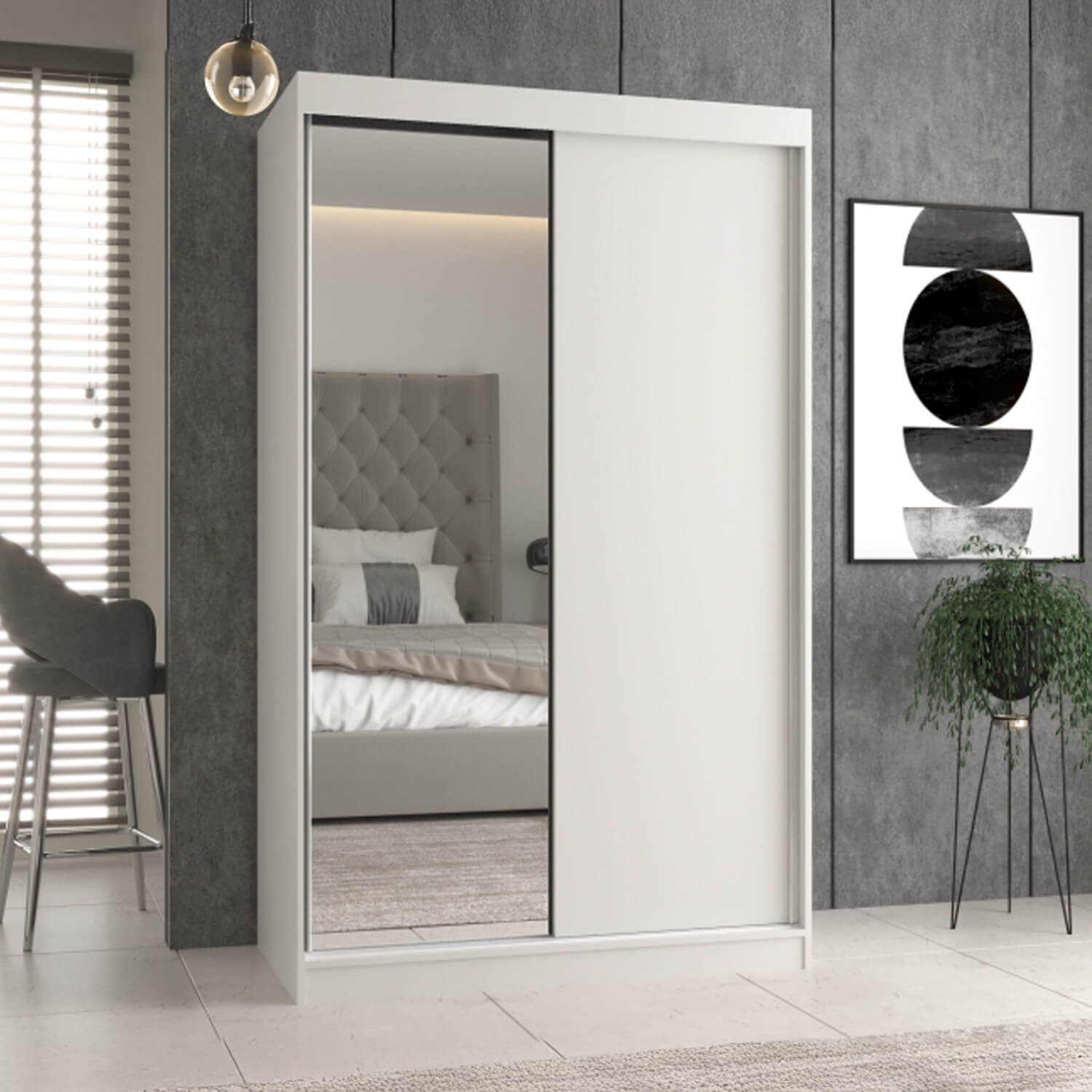 Szafa Przesuwna FLAVA A/B 120 cm Biała Dwudrzwiowa z Lustrem Minimalistyczna topeshop.680852d3-294a-403d-8027-64253f66dd3e