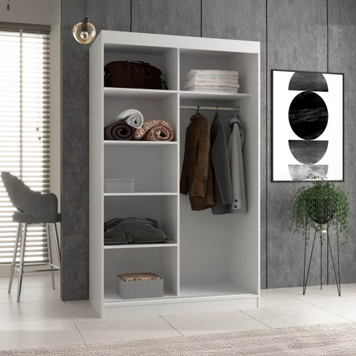 Szafa Przesuwna FLAVA A/B 120 cm Dąb Sonoma Dwudrzwiowa z Lustrem Nowoczesna topeshop.11482f69-2fcb-469f-bb78-fa5bf1ff479e