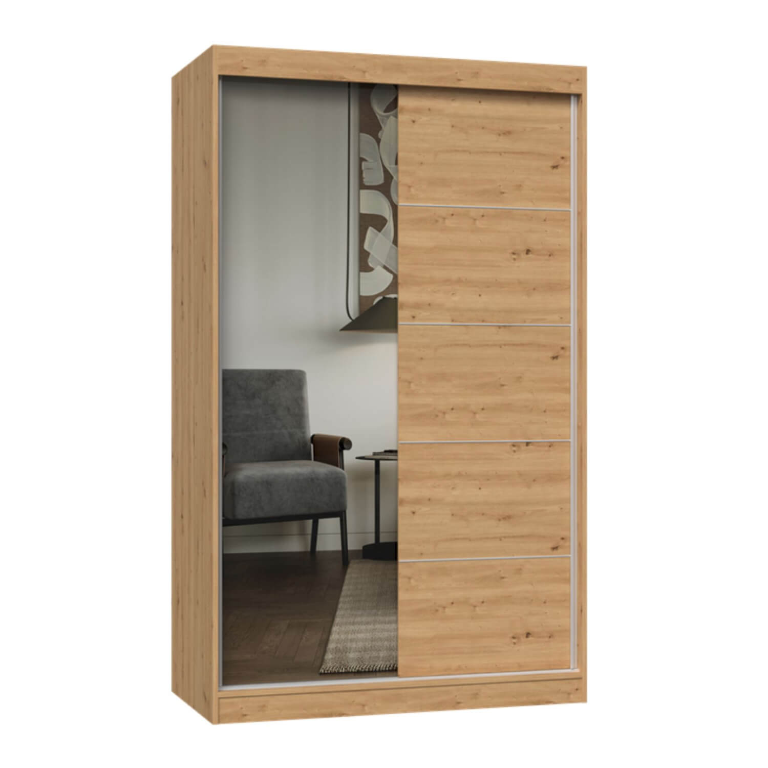 Szafa Przesuwna FLAVA A/C 120 cm Dąb Artisan Dwudrzwiowa z Lustrem Loft topeshop.a5212f5c-4091-4771-8117-223e5c94fdb0