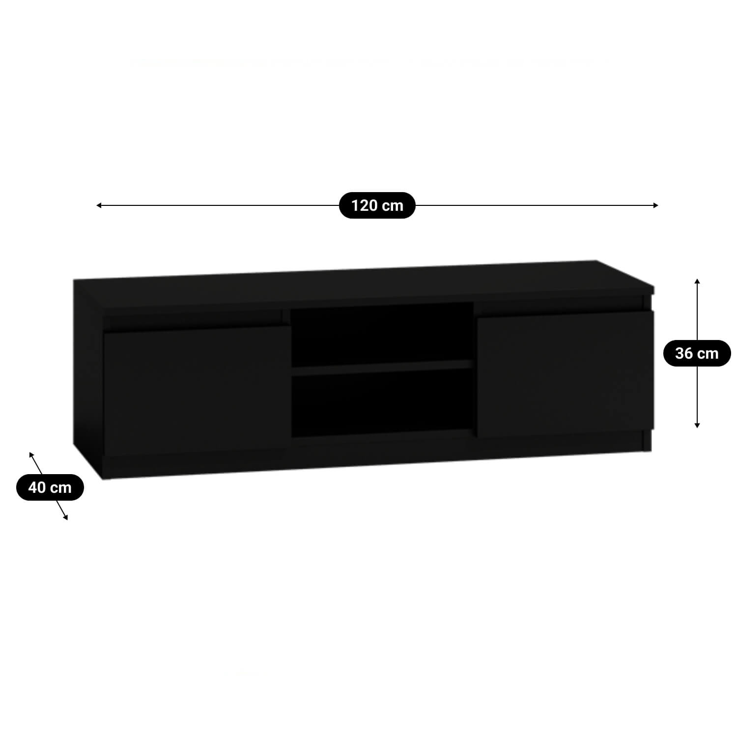 Szafka RTV NELA 120 cm Czarna Dwudrzwiowa do Salonu Nowoczesna topeshop.3dbd5368-9ec0-4349-8859-f9c54e7d0b54