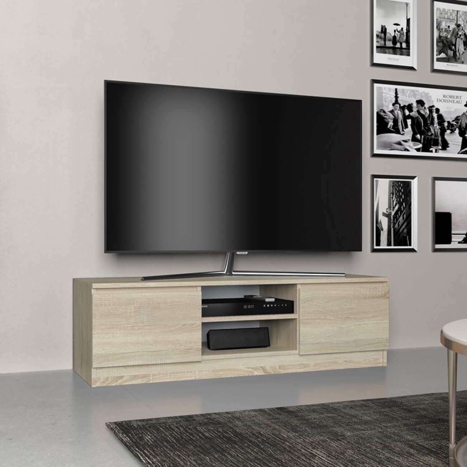 Szafka RTV NELA 120 cm Dąb Sonoma Dwudrzwiowa do Salonu Nowoczesna topeshop.123f87bc-4e8f-49f1-b7d4-9029a1394899