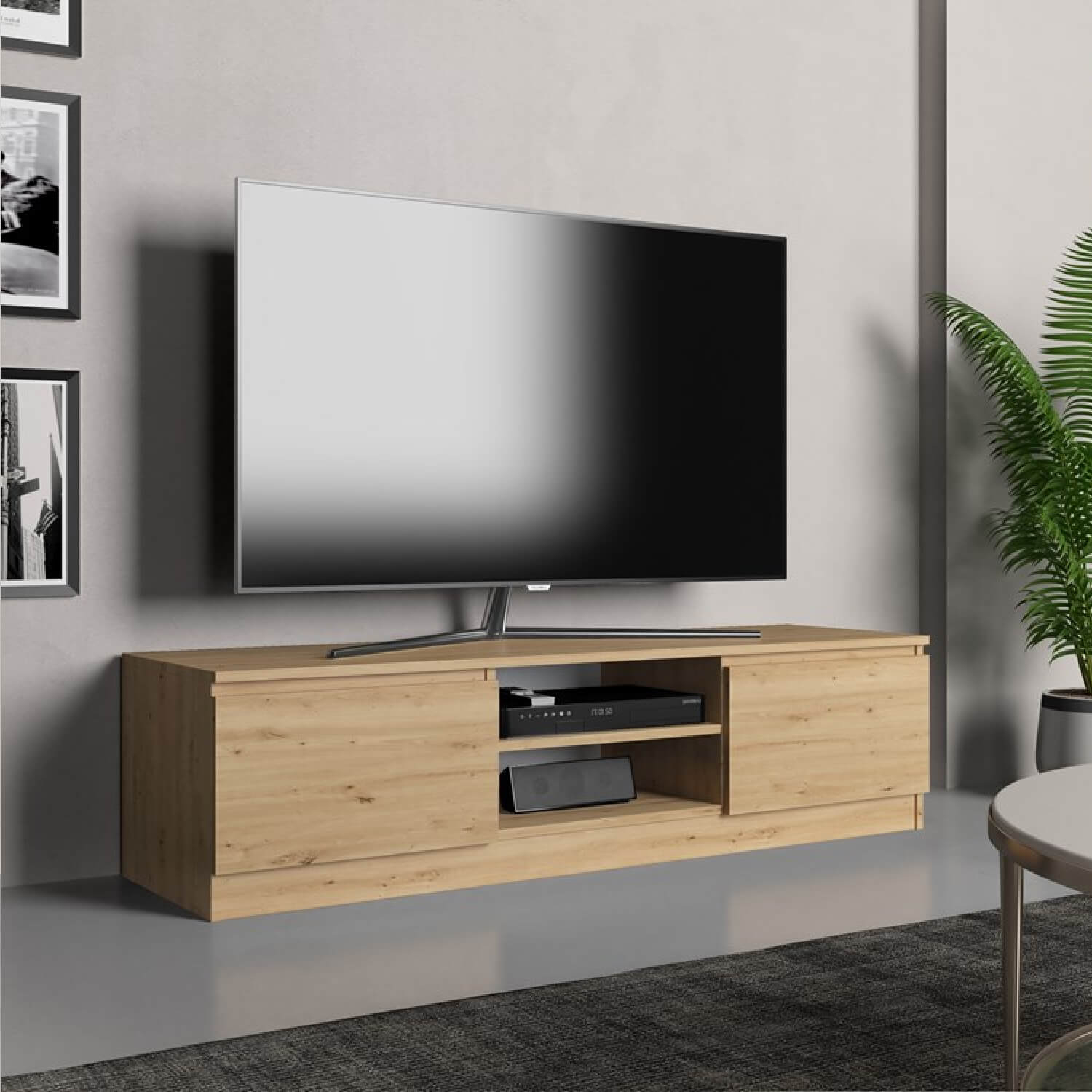 Szafka RTV NELA 140 cm Dąb Artisan Dwudrzwiowa do Salonu Loft topeshop.ac8c2c6f-3f8c-41e4-8a7b-5a4be24315d4