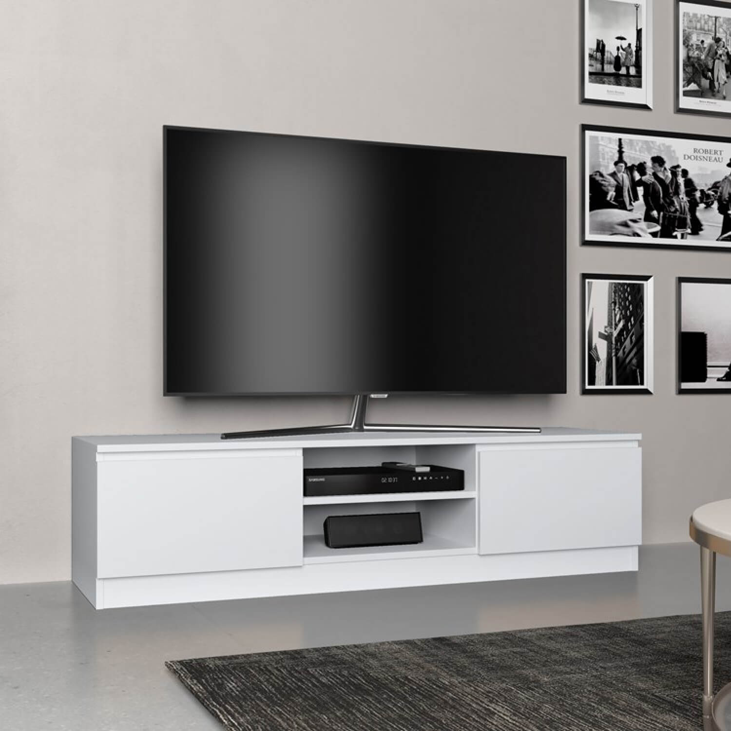 Szafka RTV NELA 140 cm Biała Dwudrzwiowa do Salonu Minimalistyczna topeshop.d644ad81-f638-4a88-b0dd-cd8364c2ab49