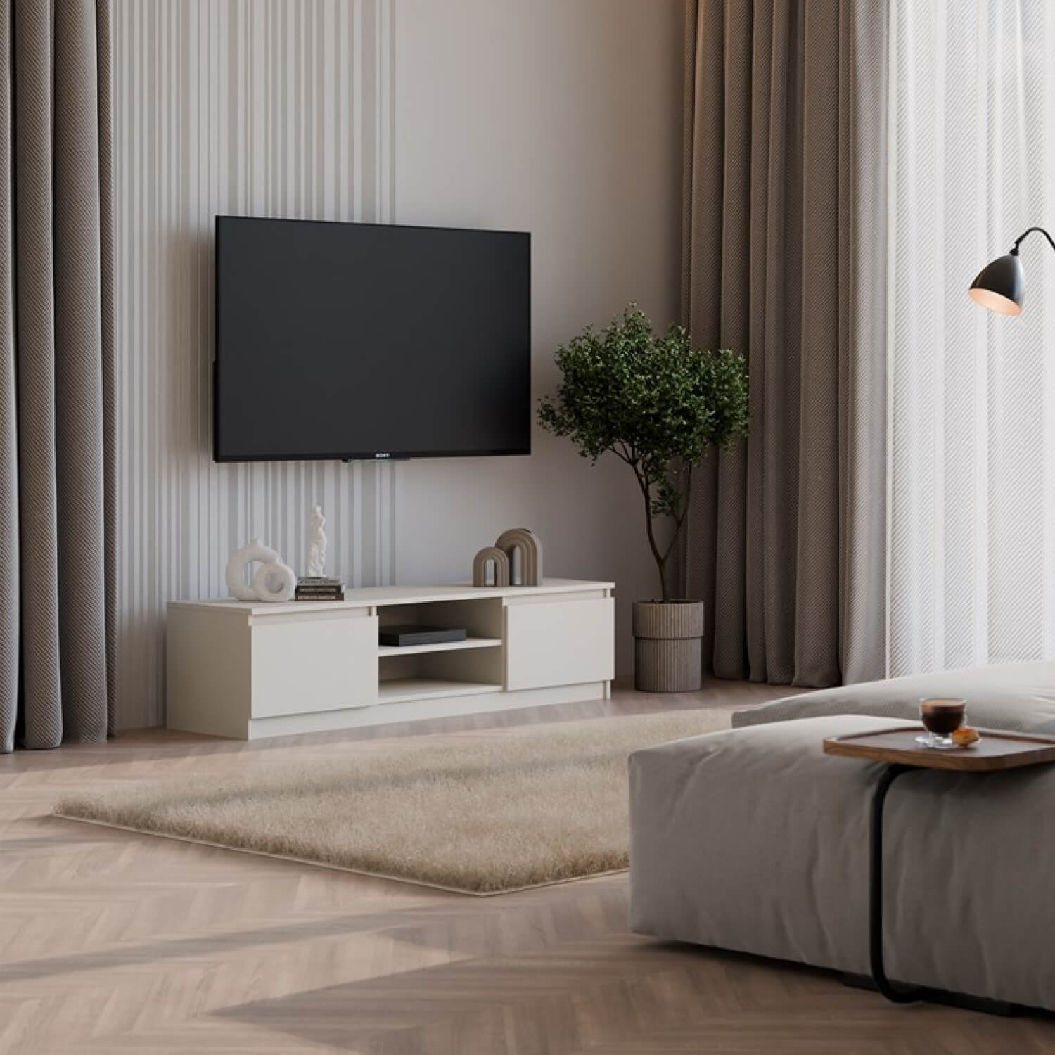 Szafka RTV NELA 140 cm Kaszmir Dwudrzwiowa do Salonu Nowoczesna topeshop.b5b5ca17-2ef7-47ba-8a4b-c6ae218cb2dc