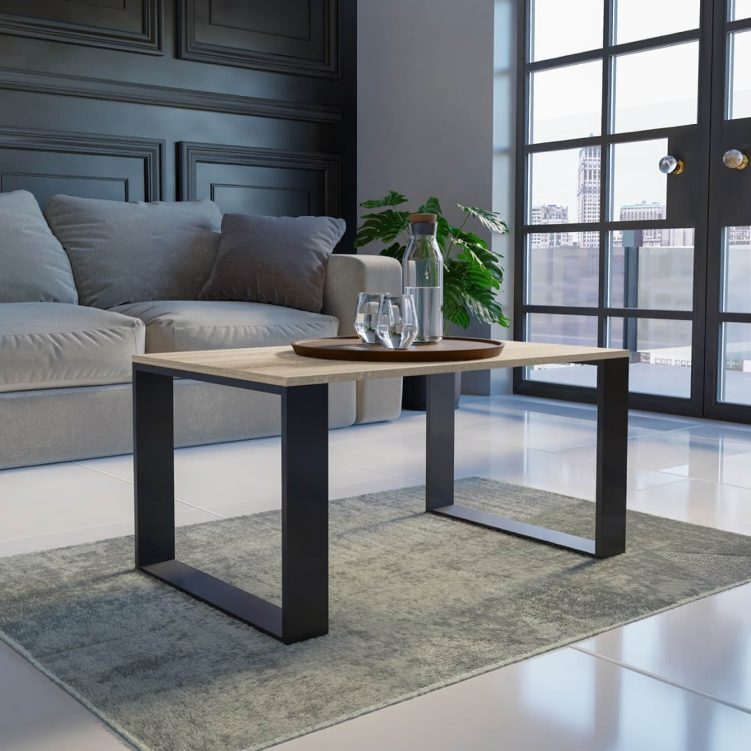 Ława do Salonu LOXA 90 cm Dąb Sonoma/Czarny Nowoczesna Loft topeshop.cdab0d47-699c-4cba-b4a9-af1b385c48d2