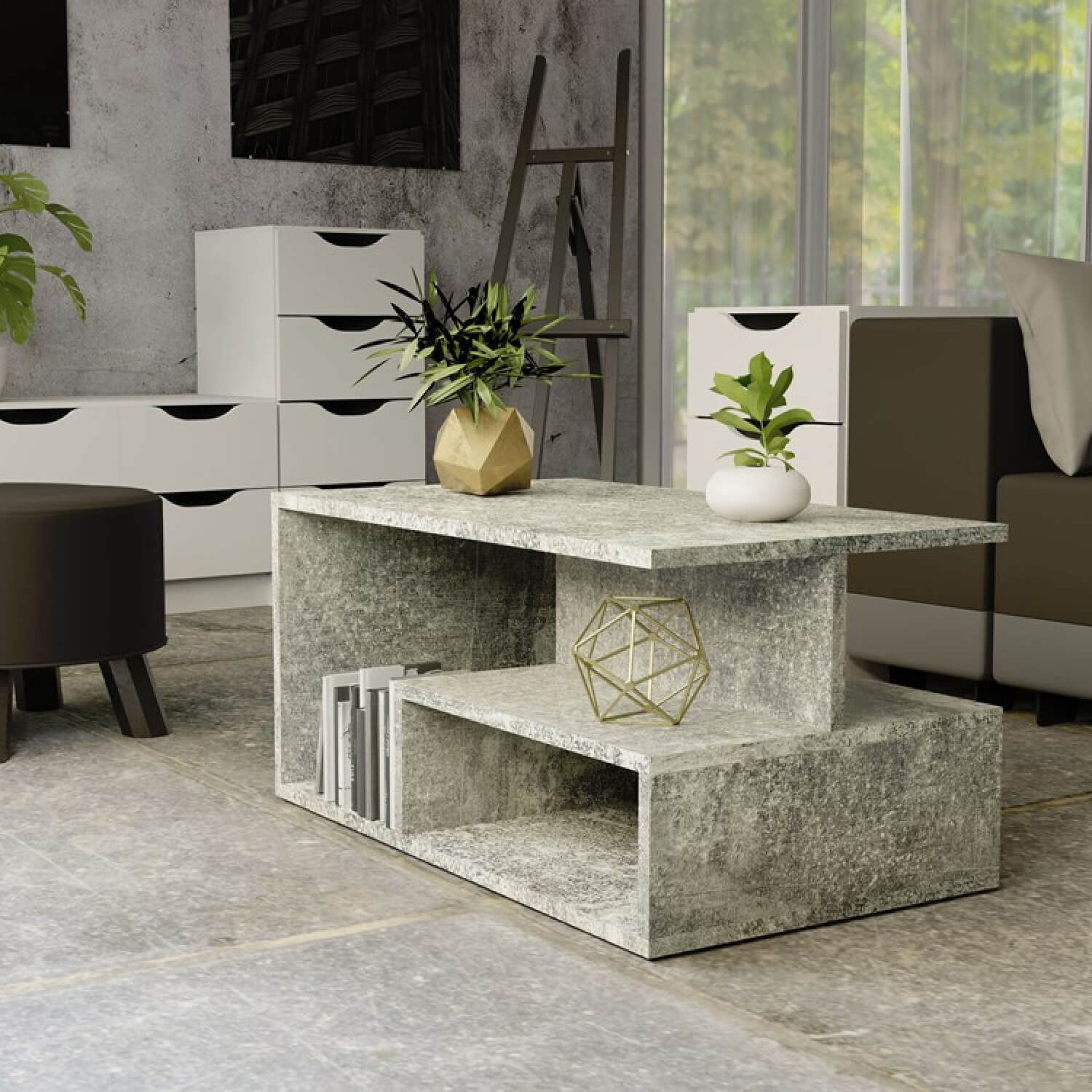 Ława do Salonu ELINA 90 cm Beton Nowoczesna topeshop.e14cca67-c541-41be-8f3c-f877197237ab