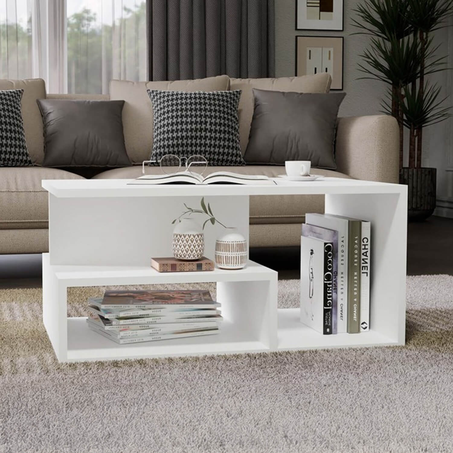 Ława do Salonu ELINA 90 cm Biała Minimalistyczna topeshop.abdbcd04-9010-4093-b02e-27decad29604