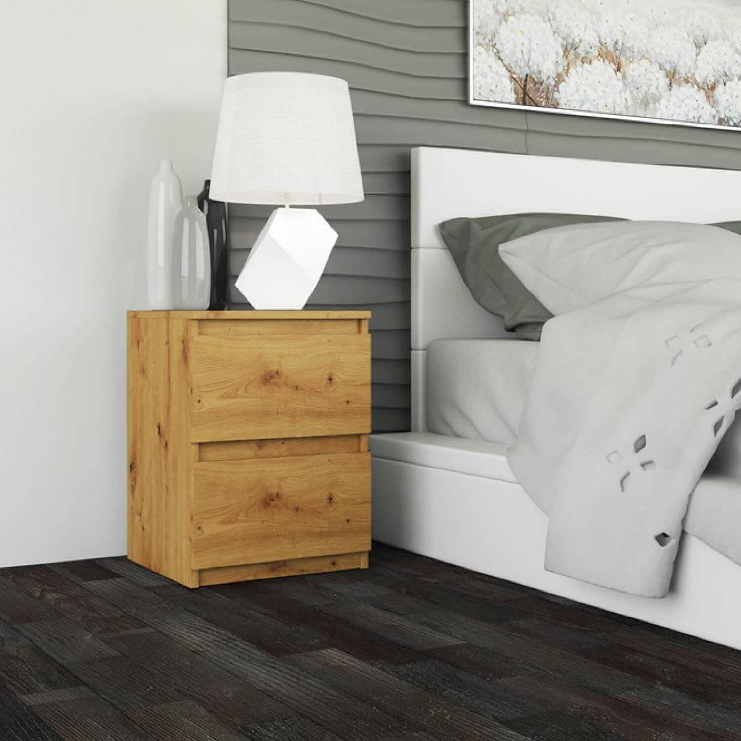 Szafka Nocna do Sypialni NELA M2 30 cm z Szufladami Dąb Artisan Loft topeshop.fb6d2d23-fc38-4da2-a223-86505ada2711