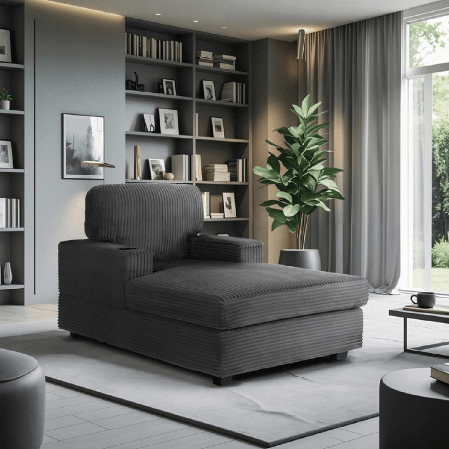 Fotel Wypoczynkowy Sofa NEO Szary Sztruksowy Nowoczesny ME.NEO/P/SZTR/FW