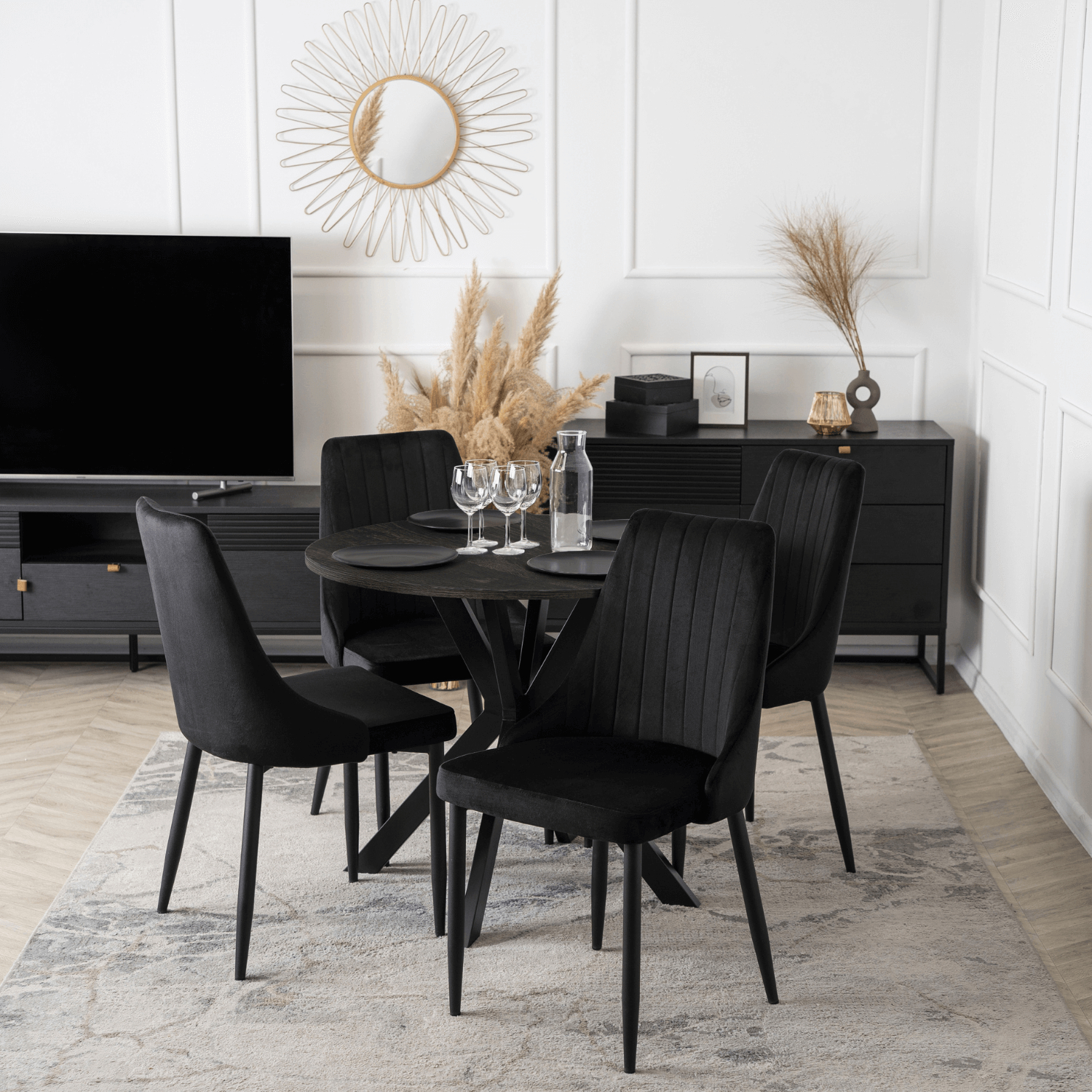 Stół Okrągły LAUREN 90 cm Czarny Loft Nowoczesny ME.LAUREN/CZ/CZ/S90