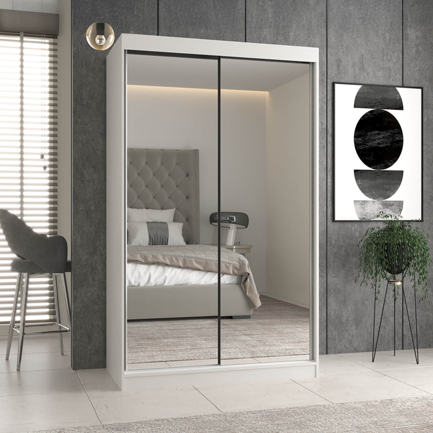 Szafa Przesuwna FLAVA A 120 cm Biała Dwudrzwiowa z Lustrem Nowoczesna topeshop.fe2742ae-9ee7-4892-8b95-fdd08c8f14ef