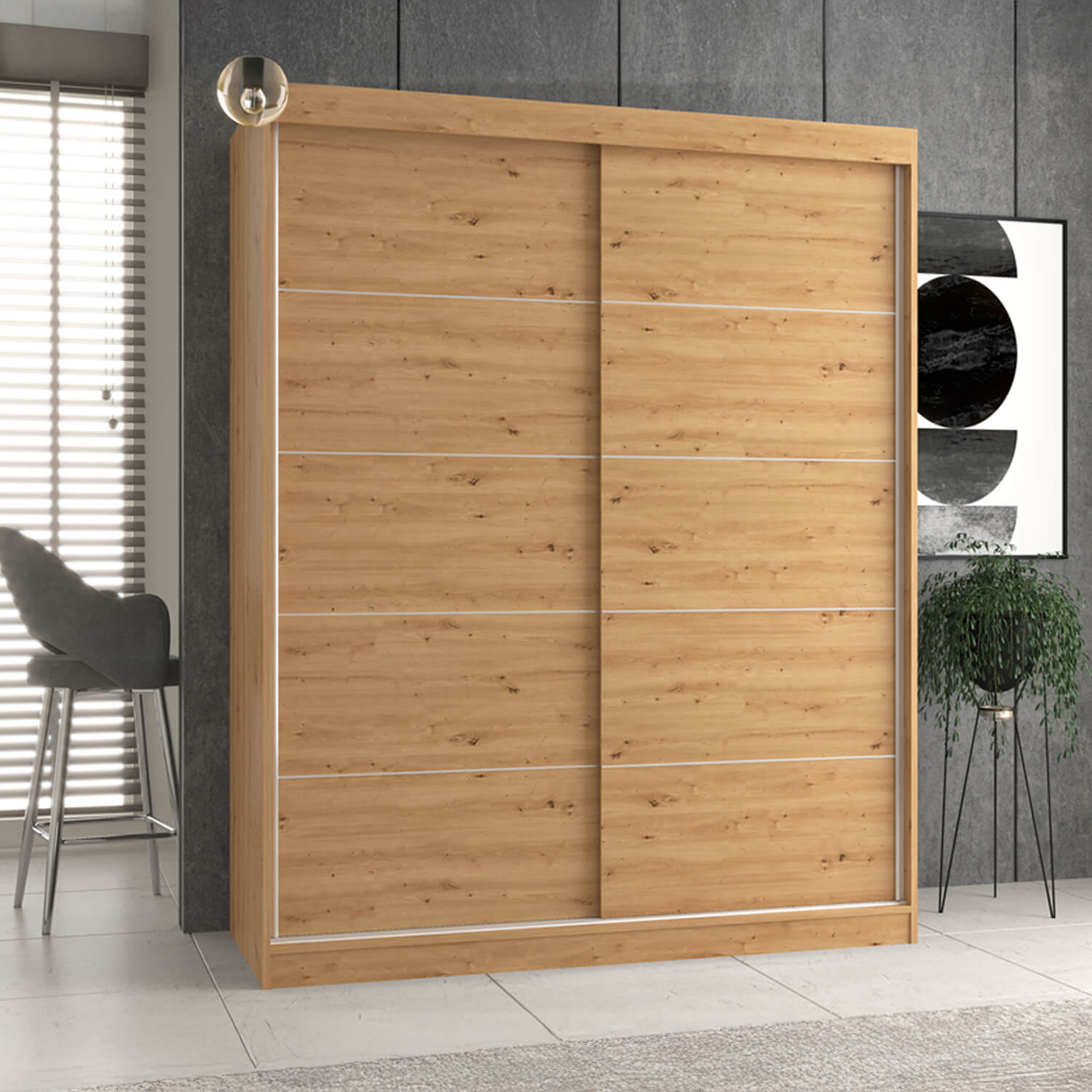 Szafa Przesuwna FLAVA C 160 cm Dwudrzwiowa Dąb Artisan Loft topeshop.51026fe8-8356-4612-b45e-3468b7441076