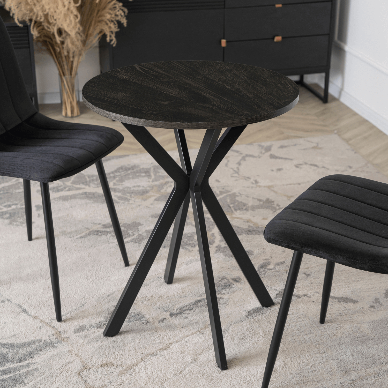 Stół Okrągły LAUREN 60 cm Czarny Loft Nowoczesny ME.LAUREN/CZ/CZ/S60