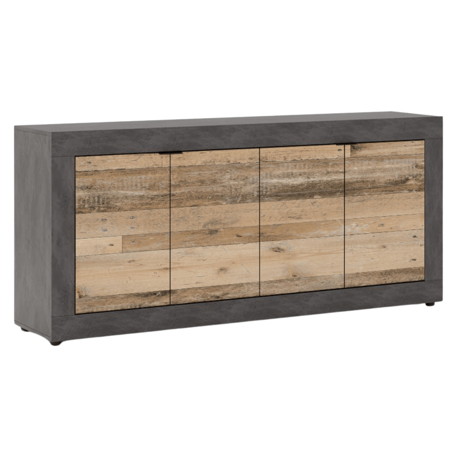Komoda Czterodrzwiowa BLAGO 180 cm Surowy Dąb/Czarny Loft W.LUNEA/MA/OSL/KOM4D