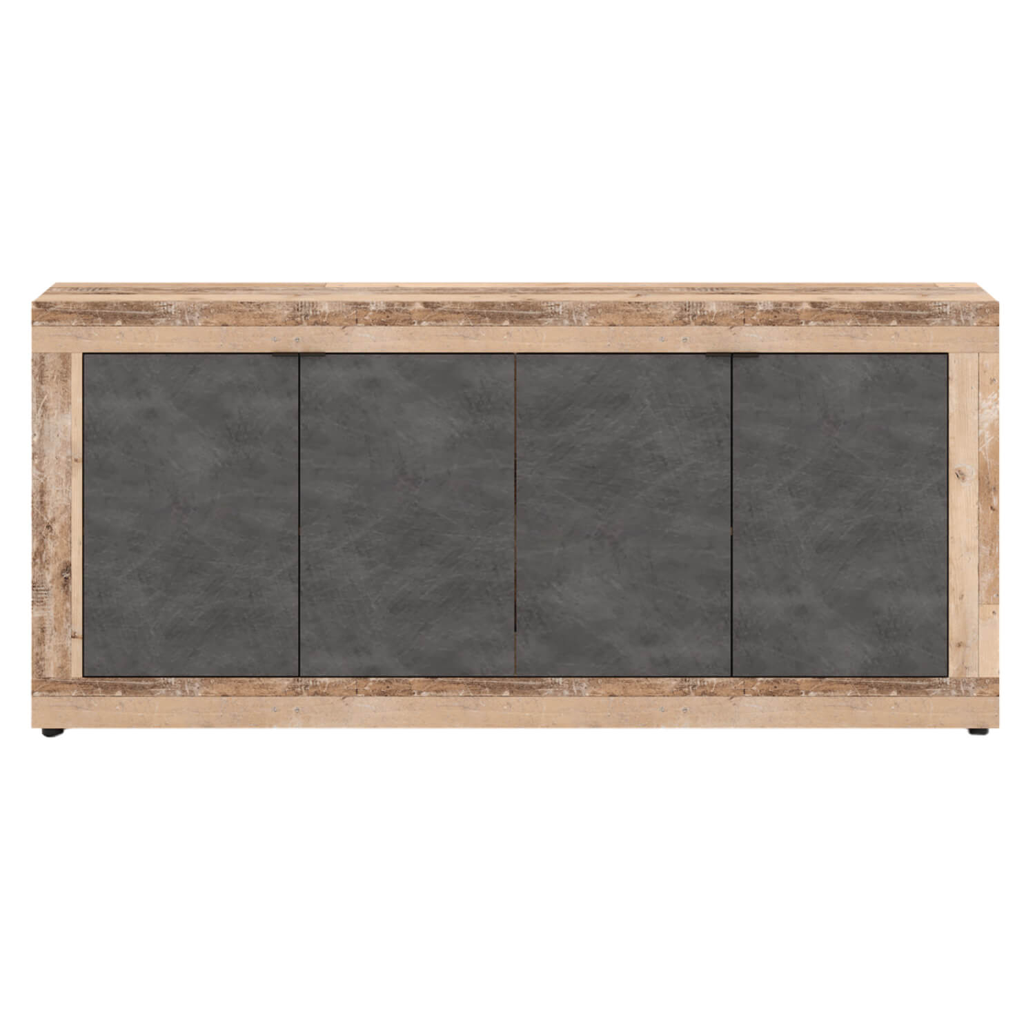 Komoda Czterodrzwiowa BLAGO 180 cm Czarny/Surowy Dąb Loft W.LUNEA/OSL/MA/KOM4D