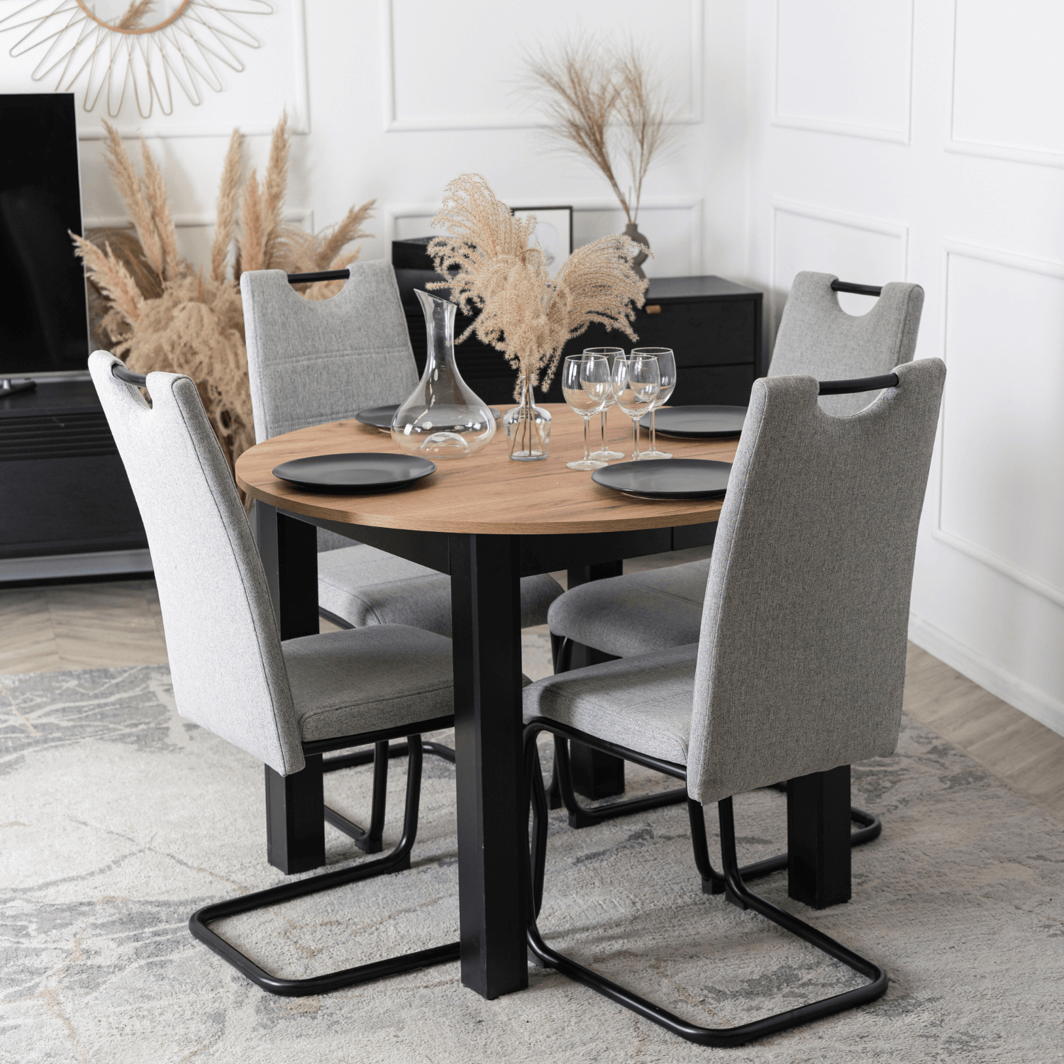 Krzesło Tapicerowane LOPEZ Szare Na Płozach Nowoczesne ME.LOPEZ/P/CZ/T/K