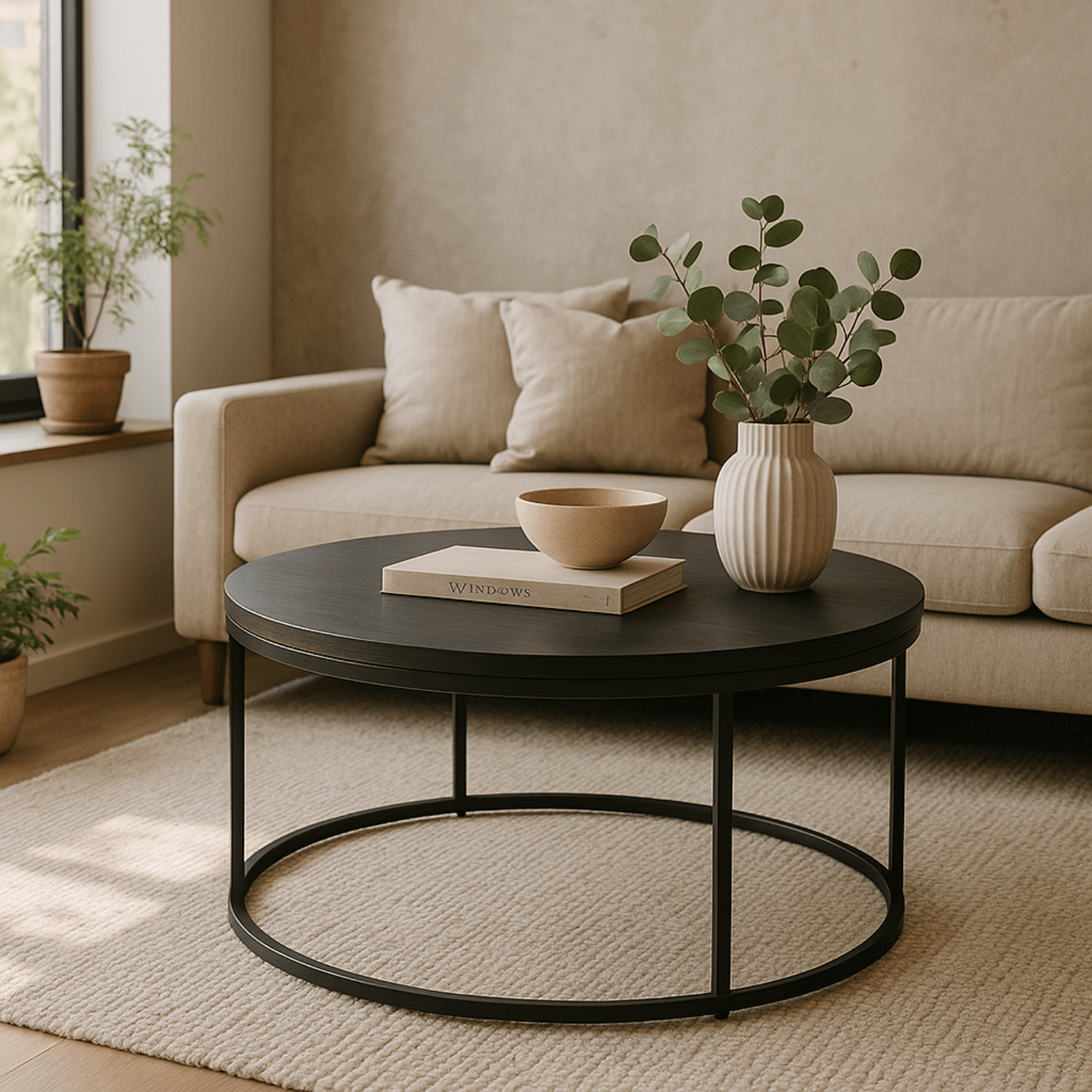 Stolik Kawowy AMON MAX 80 cm Czarny Nowoczesny Loft ME.MAXAMON/CZ/CZ/L