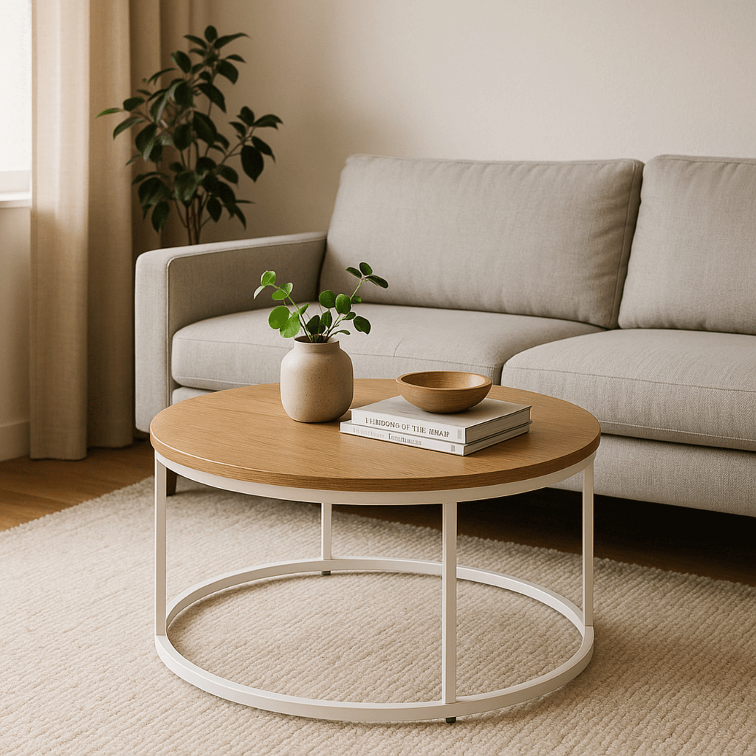 Stolik Kawowy ANN MAX 80 cm Dąb/Biały Skandynawski ME.MAXANN/D/B/L