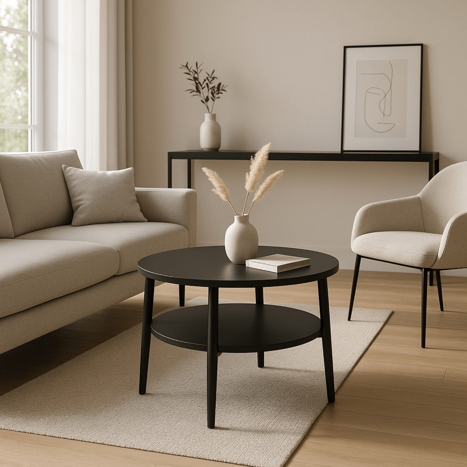 Stolik Kawowy Okrągły PAULO 60 cm Czarny Nowoczesny Loft ME.PAULO/CZ/CZ/L