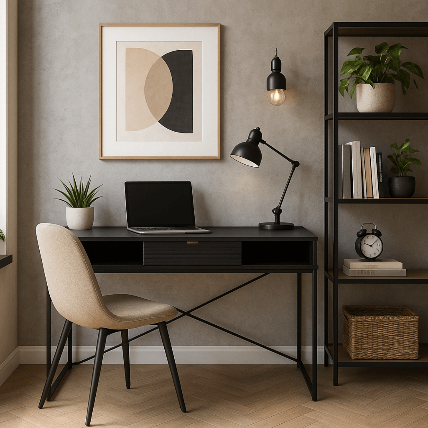 Biurko z Szufladą OASIS 120 cm Czarne Nowoczesne Loft ME.OASIS/CZ/CZ/B