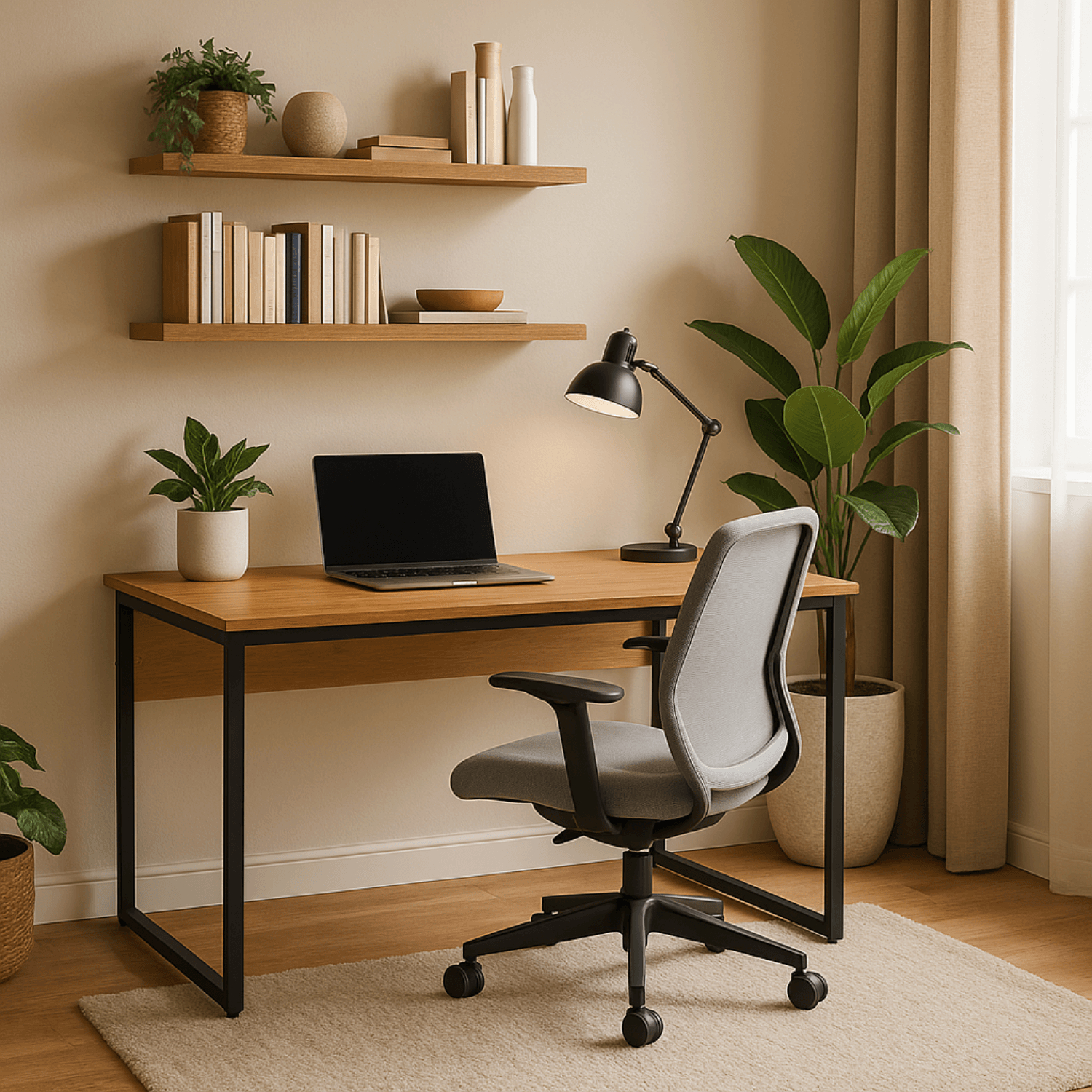 Biurko Loft do Gabinetu ROSS 120x60 cm Dąb Złoty/Czarny Nowoczesne ME.ROSS/D/CZ/B