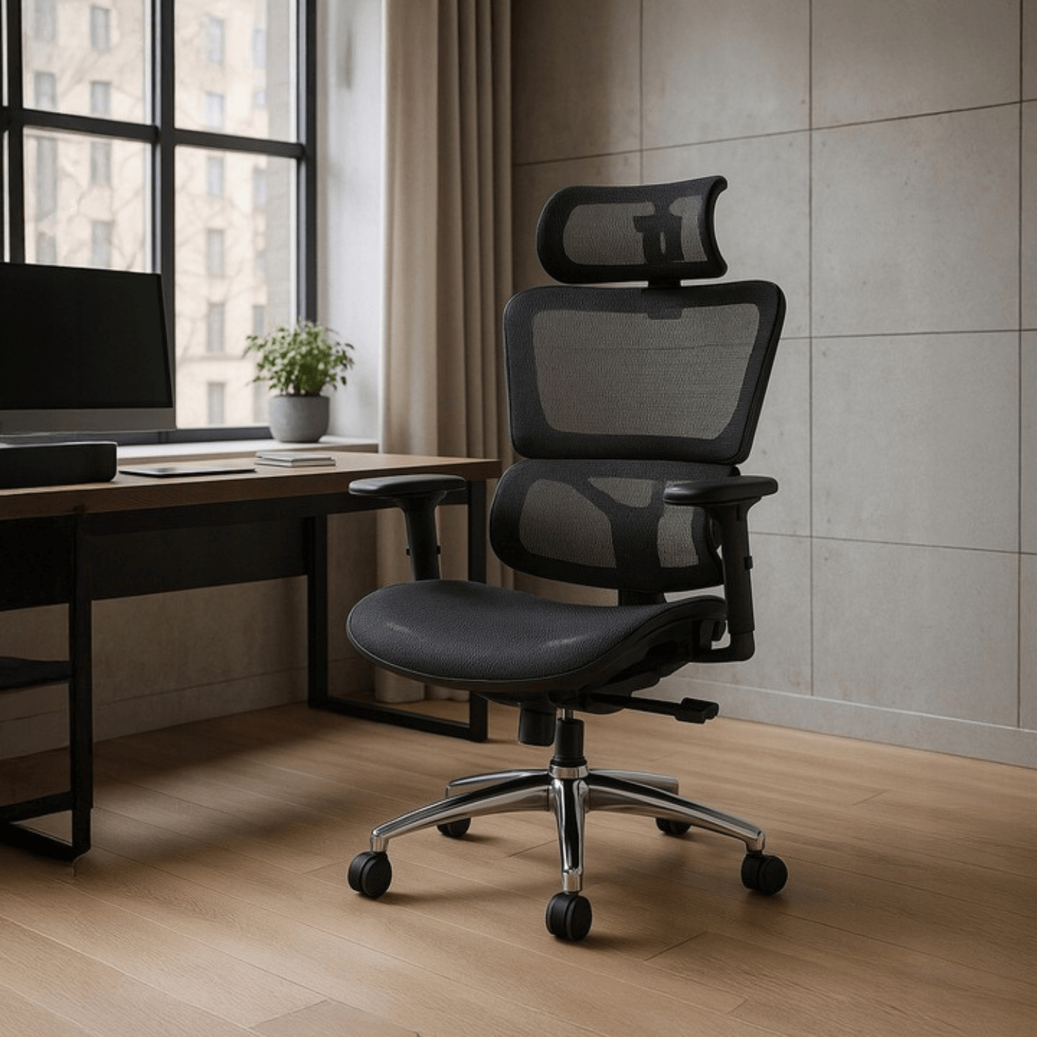 Fotel Biurowy Ergonomiczny Obrotowy ROYAL Czarny Nowoczesny ME.ROYAL/CZ/T/FO