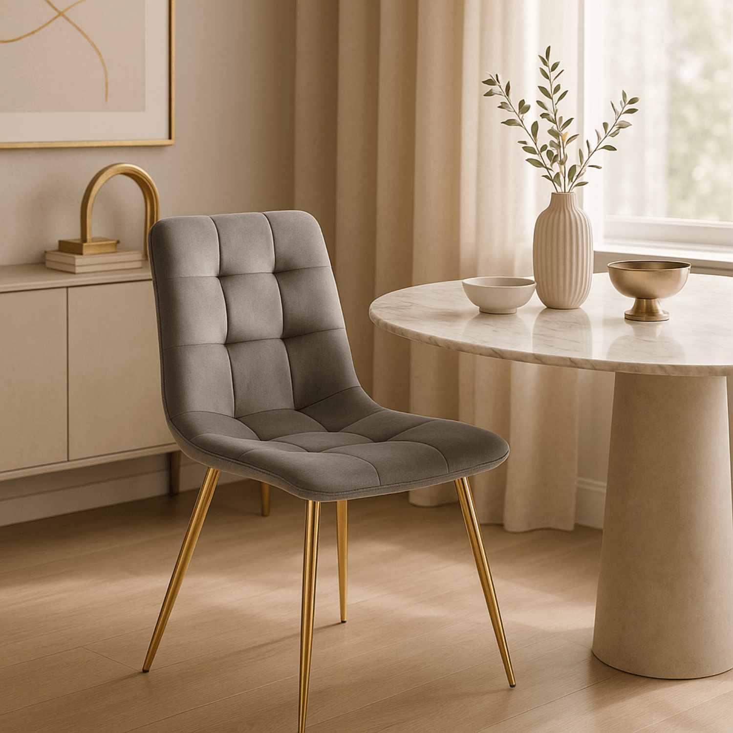 Krzesło Tapicerowane do Salonu YORK Szare Welurowe Nowoczesne Loft ME.YORK/P/ZL/V/K