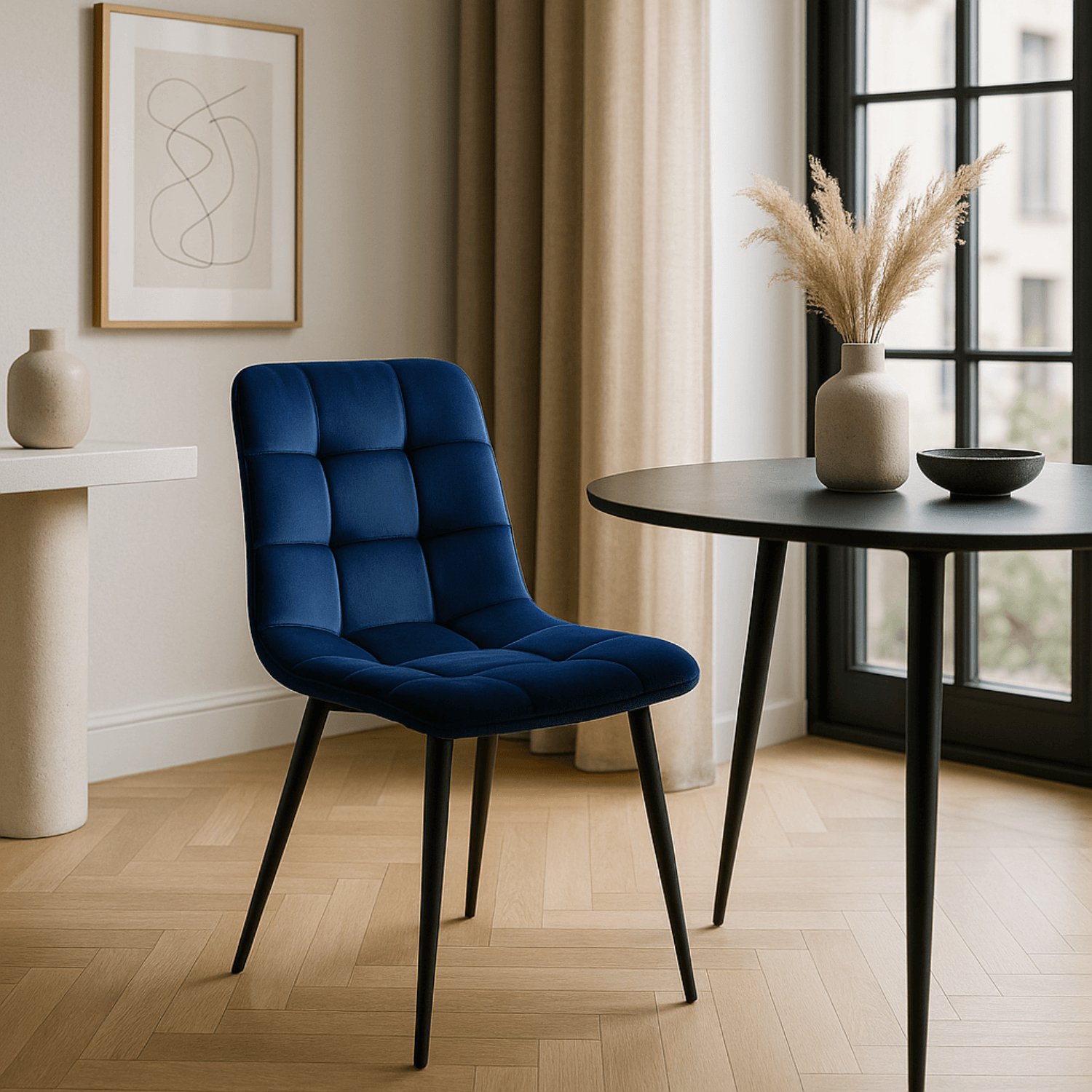 Krzesło Tapicerowane do Jadalni PERU Granatowe Welurowe Nowoczesne Loft ME.PERU/GR/V/K