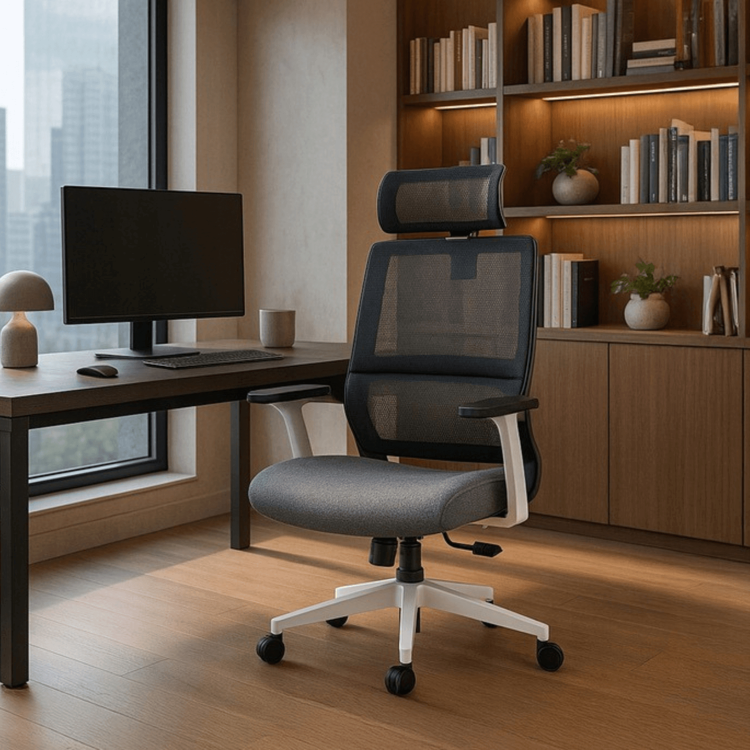 Fotel Biurowy Ergonomiczny Obrotowy NICKI Szary Nowoczesny ME.NICKI/B/P/T/FO