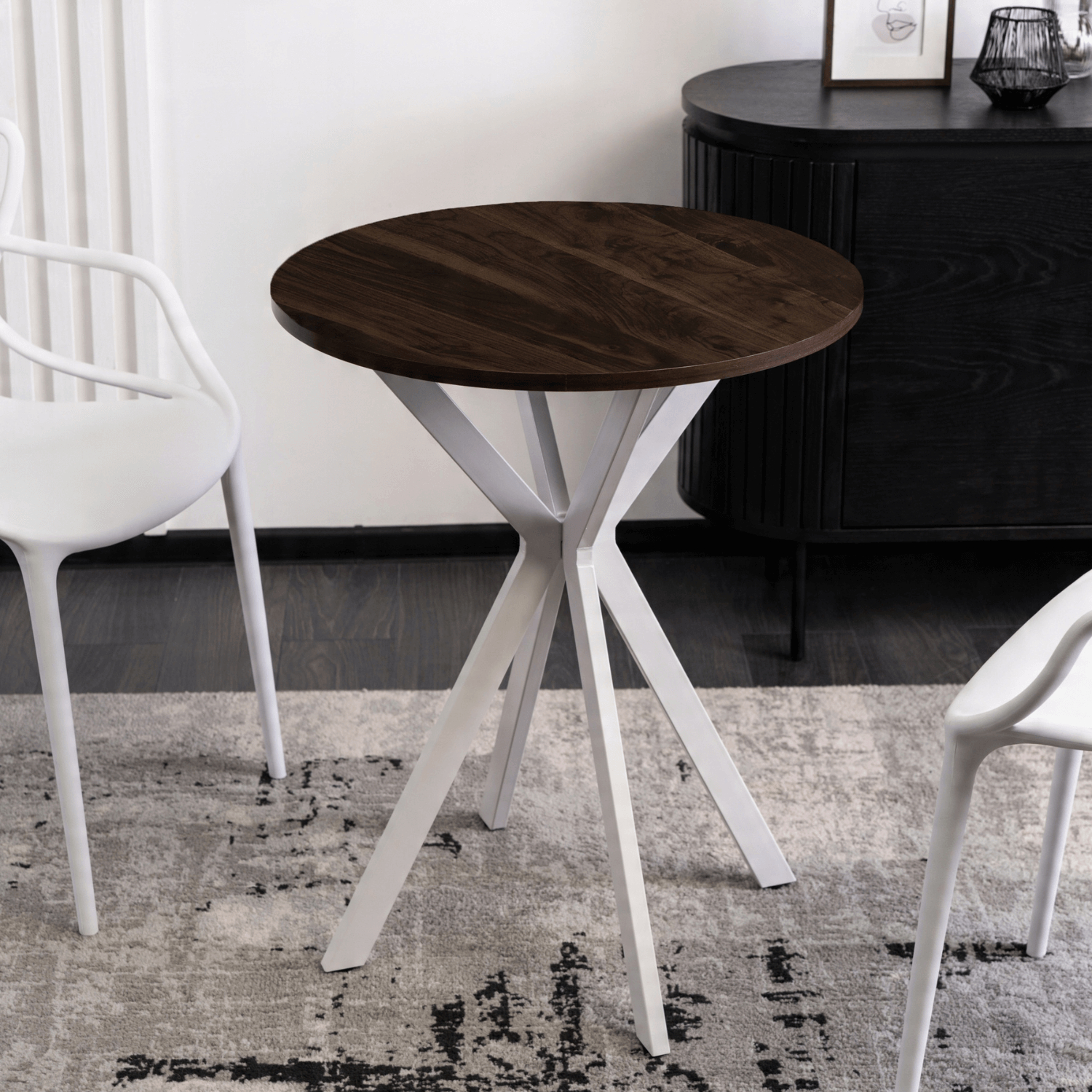 Stół Okrągły LAUREN 60 cm Orzech/Biały Loft Nowoczesny ME.LAUREN/O/B/S60