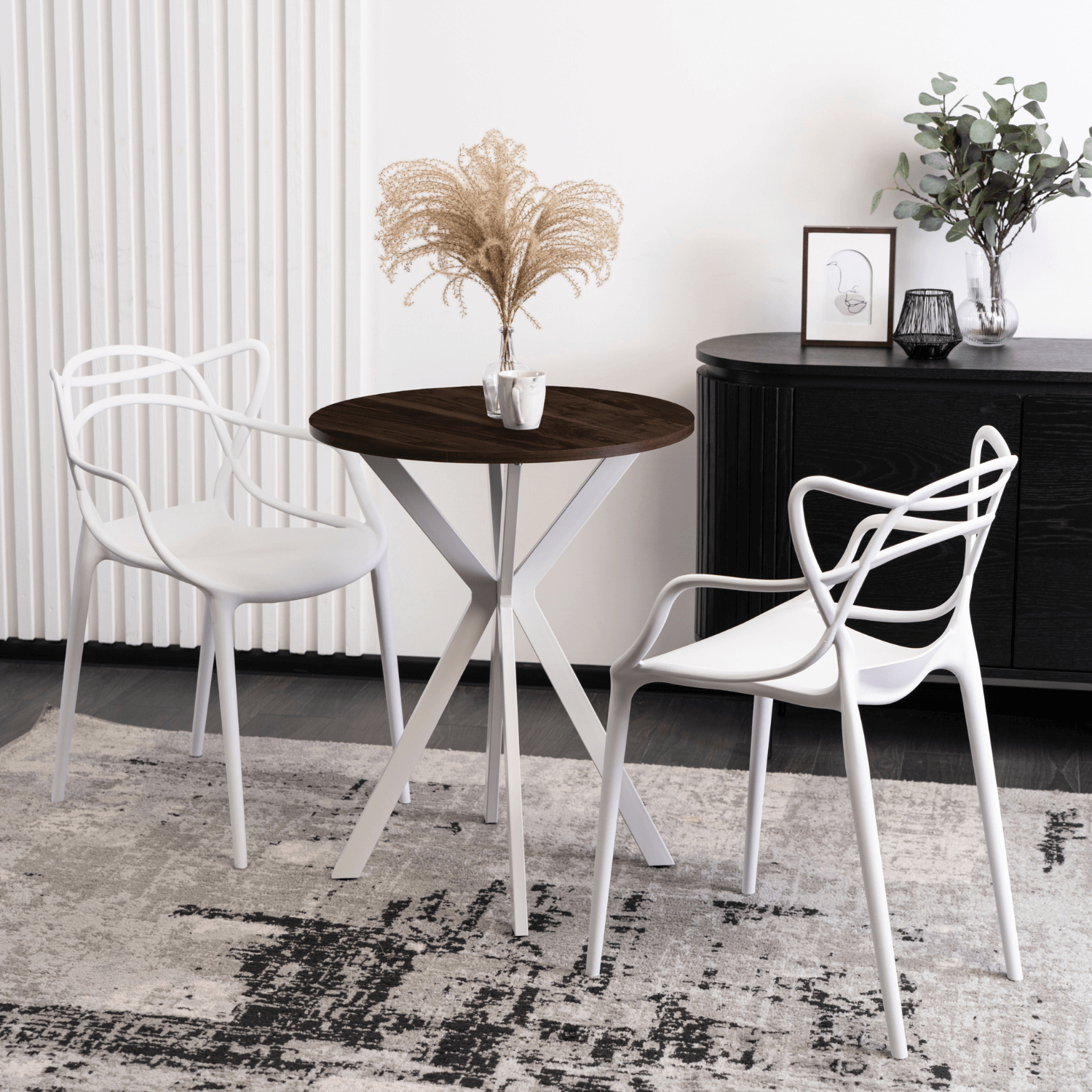 Stół Okrągły LAUREN 60 cm Orzech/Biały Loft Nowoczesny ME.LAUREN/O/B/S60