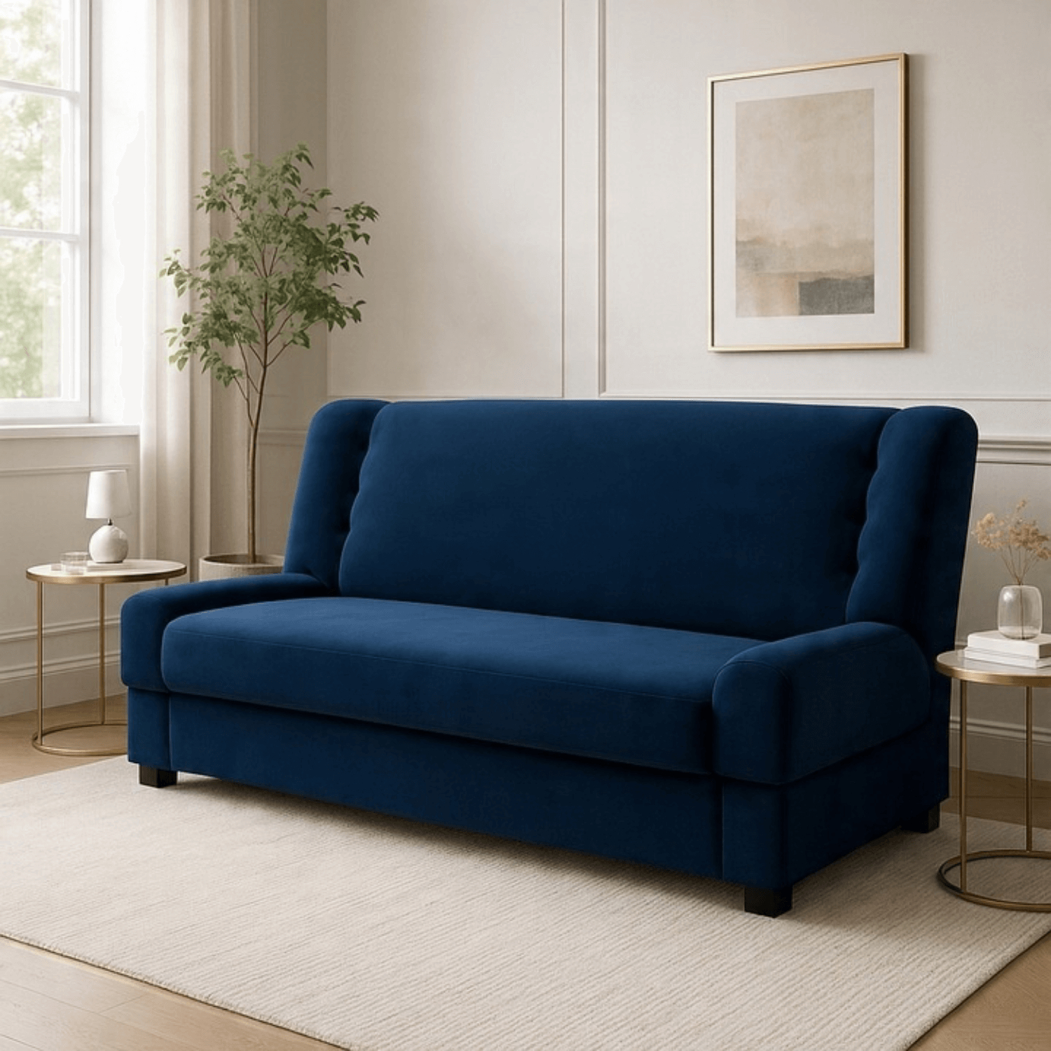 Sofa z Funkcją Spania PIANO Rozkładana Wersalka Dwuosobowa Granatowa Nowoczesna do Salonu PPHUE.DOROTKA/KRONOS9/WER