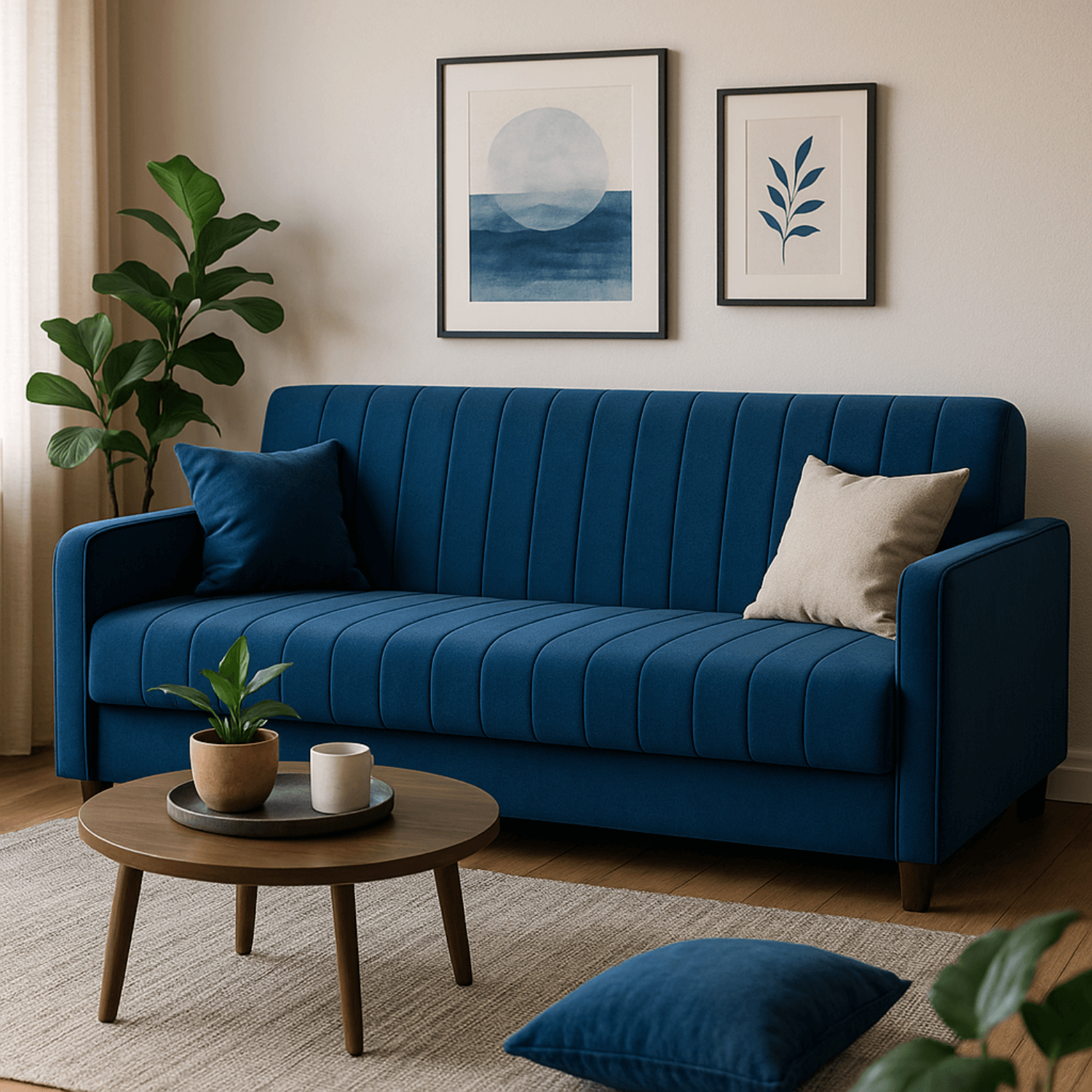 Sofa z Funkcją Spania PORTO Wersalka Rozkładana Dwuosobowa Granatowa Nowoczesna do Salonu PPHUE.PIEER/KRONOS9/WER