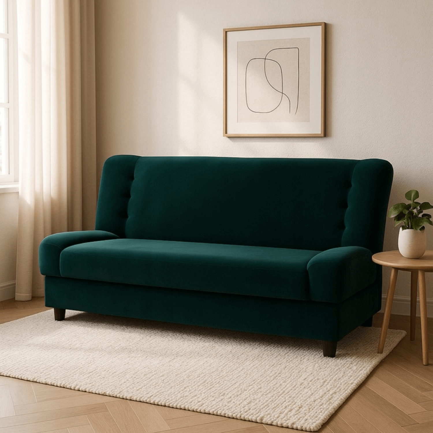 Sofa z Funkcją Spania PIANO Rozkładana Wersalka Dwuosobowa Zielona Nowoczesna do Salonu PPHUE.DOROTKA/KRONOS19/WER
