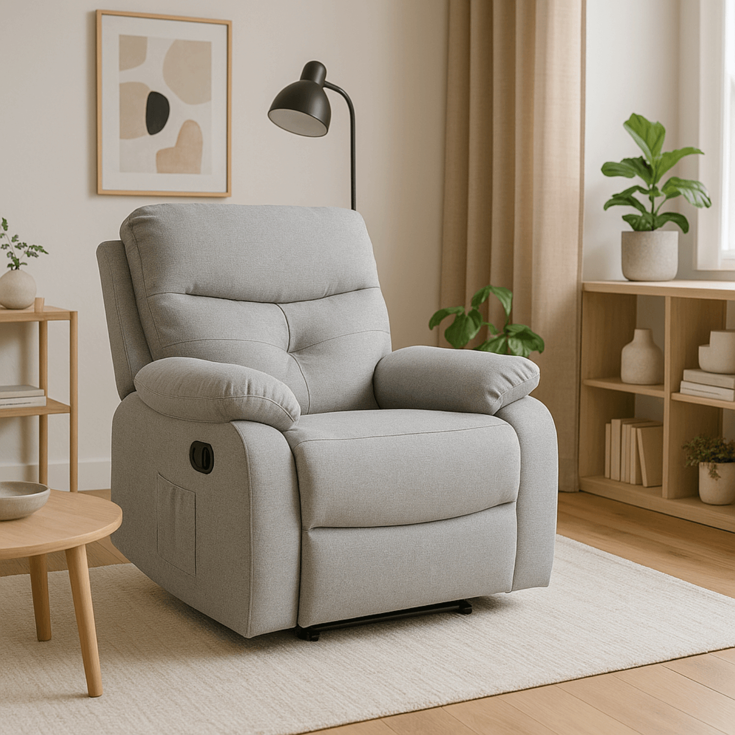 Fotel Masujący INTER 2 Rozkładany z Podnóżkiem Szary Nowoczesny ME.INTER2/P/T/FW