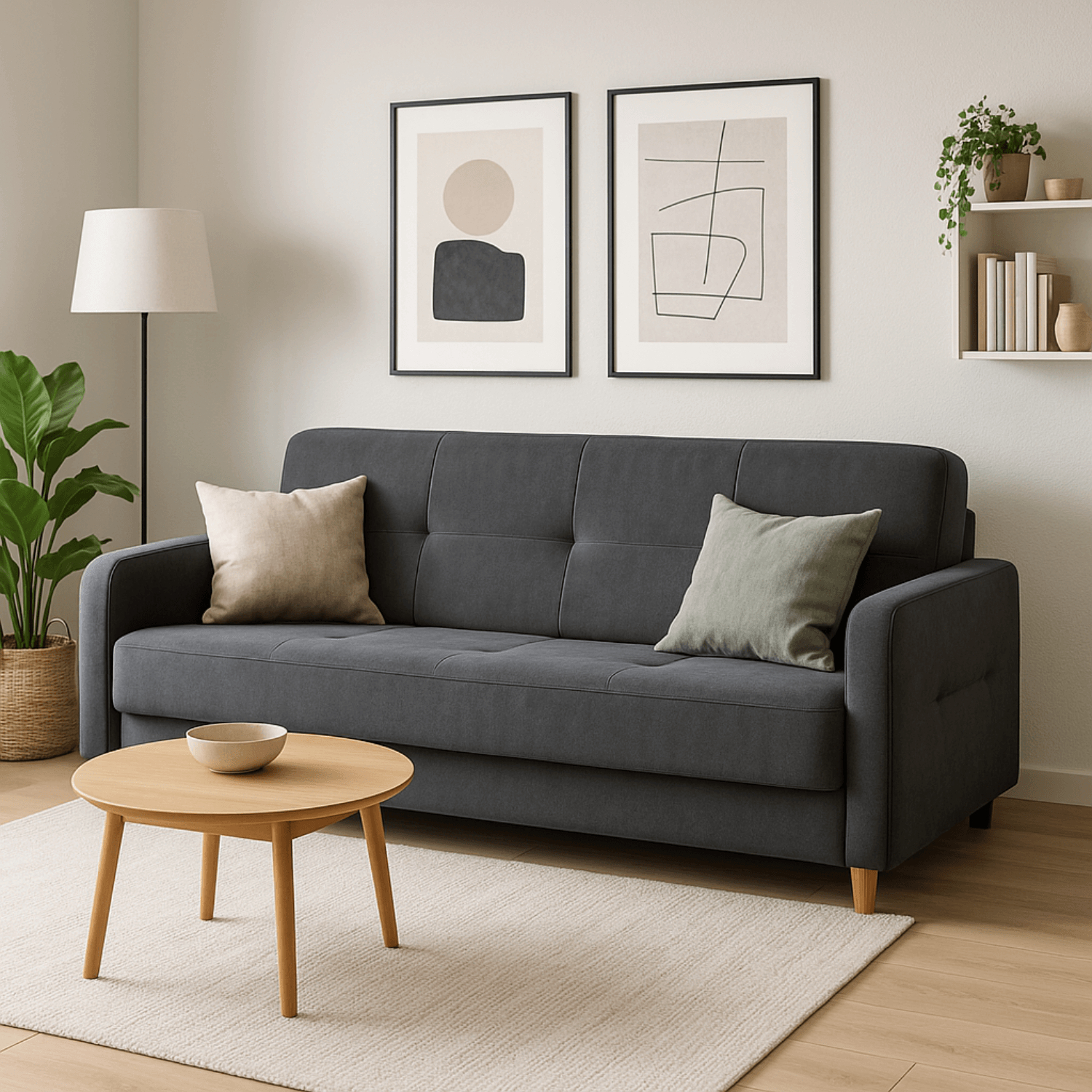 Sofa z Funkcją Spania CUBA Rozkładana Wersalka Dwuosobowa Szara Nowoczesna do Salonu PPHUE.BALI/PAROS6/WER