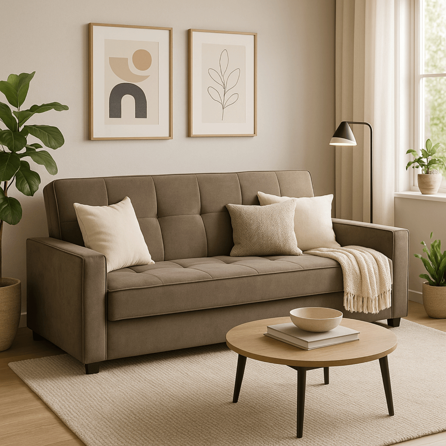 Sofa z Funkcją Spania ALUNA Rozkładana Wersalka Dwuosobowa Beżowa Nowoczesna do Salonu PPHUE.MATRIX/PAROS4/WER