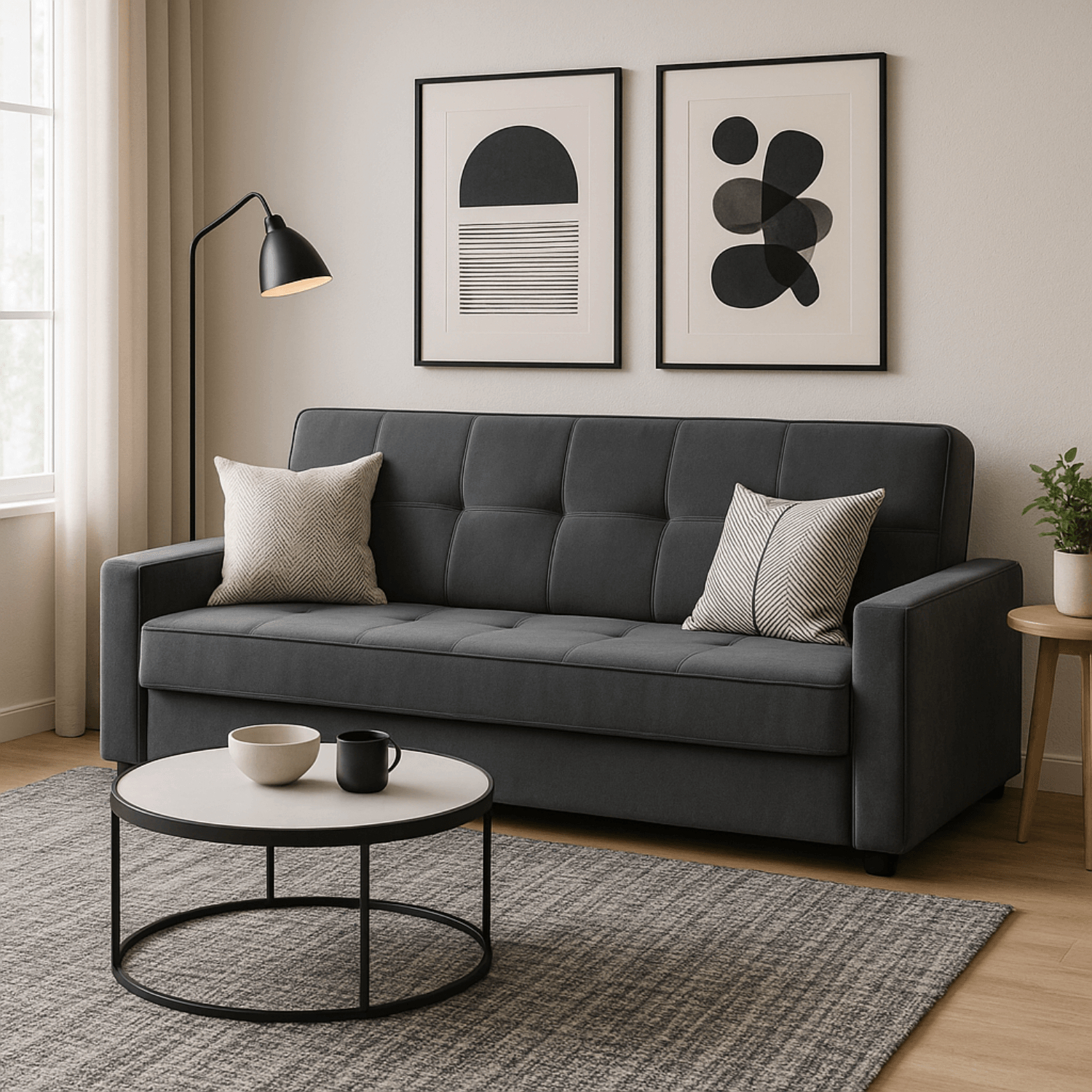 Sofa z Funkcją Spania ALUNA Rozkładana Wersalka Dwuosobowa Szara Nowoczesna do Salonu PPHUE.MATRIX/PAROS6/WER