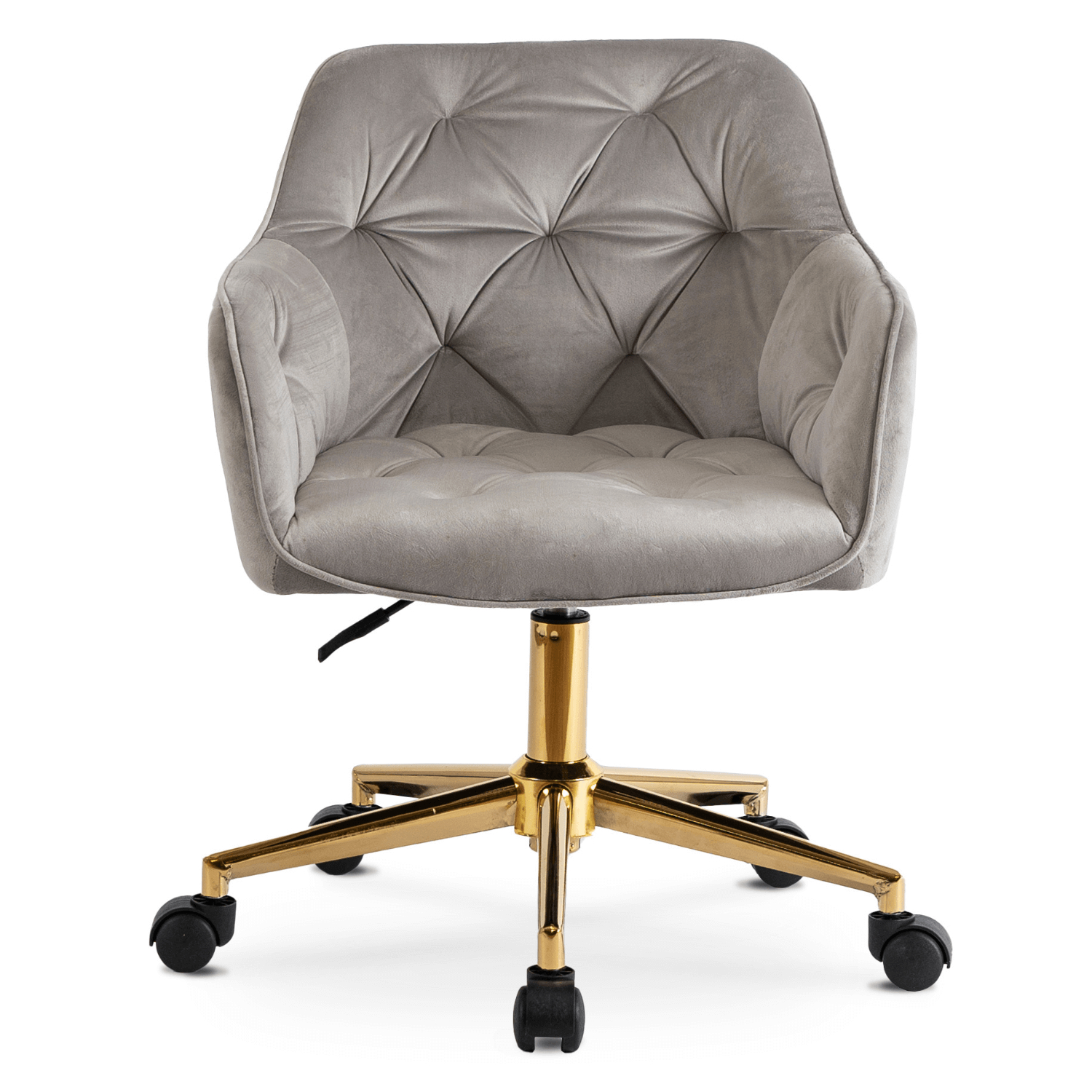Fotel Młodzieżowy Obrotowy KONOR Szary Ze Złotymi Nogami Welurowy Nowoczesny Glamour ME.KONOR/P/ZL/V/FO