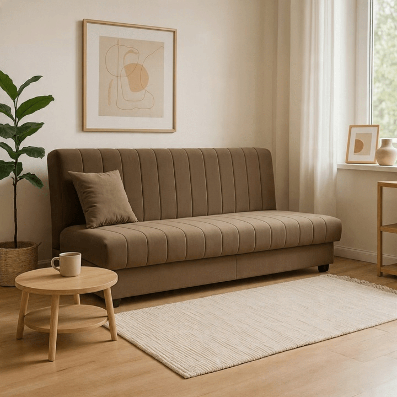 Sofa z Funkcją Spania SIGMA Rozkładana Wersalka Dwuosobowa Beżowa Nowoczesna do Salonu PPHUE.PICCOLO/PAROS3/WER