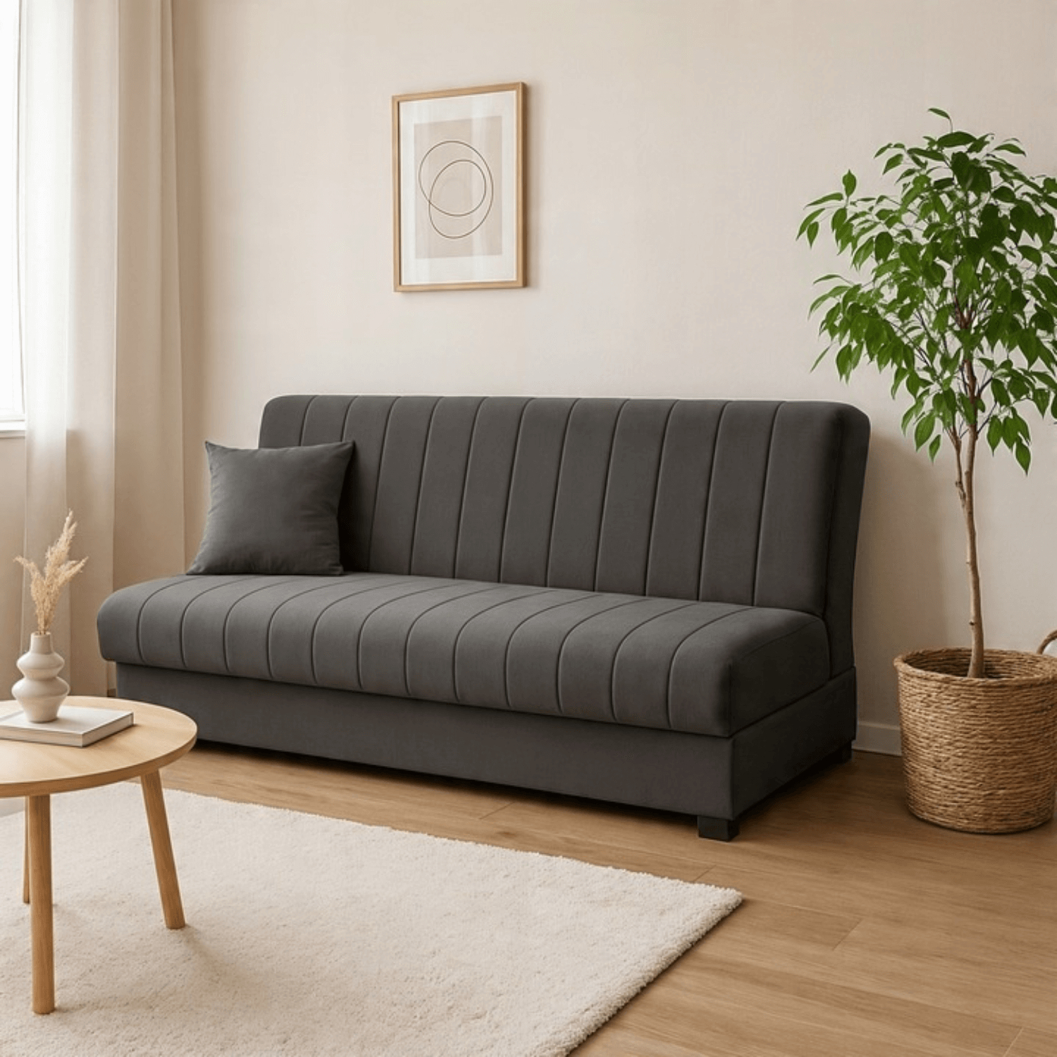 Sofa z Funkcją Spania SIGMA Rozkładana Wersalka Dwuosobowa Szara Nowoczesna do Salonu PPHUE.PICCOLO/PAROS6/WER
