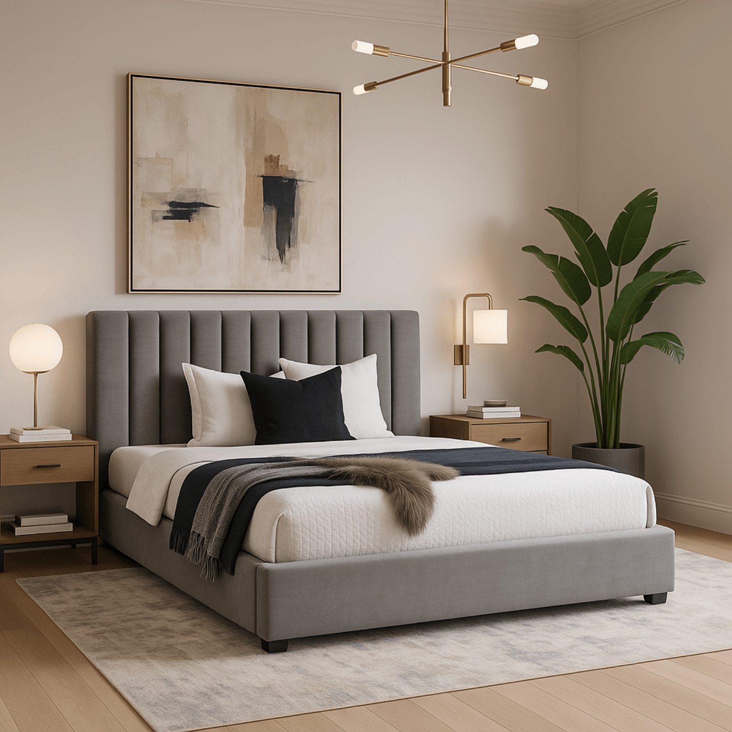 Łóżko Tapicerowane 160x200 cm ze Stelażem Dwuosobowe MARI Welurowe Szare ME.MARI/160/CP/V/LOZ