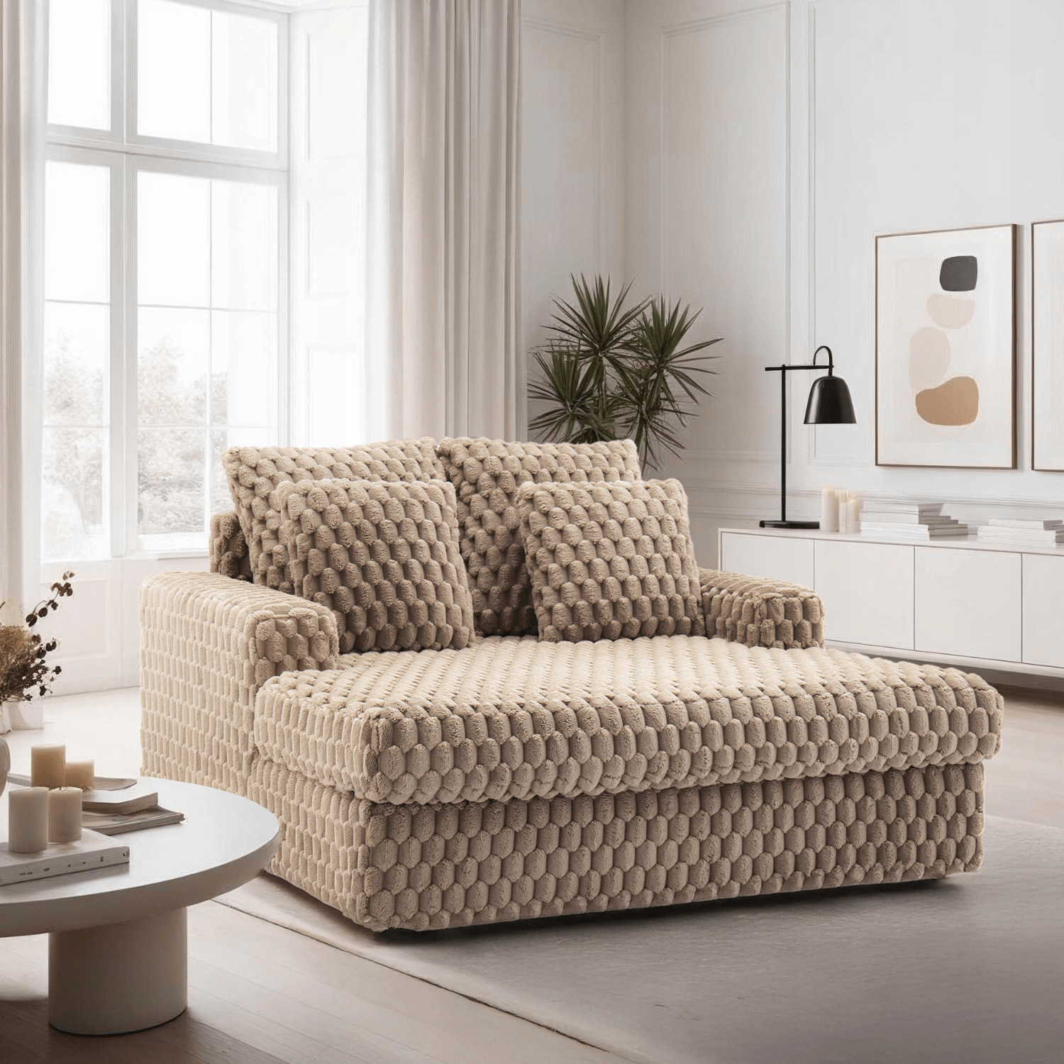 Fotel Wypoczynkowy Sofa KOBEL Brązowy Pluszowy Nowoczesny ME.KOBEL/BR/VP/FW