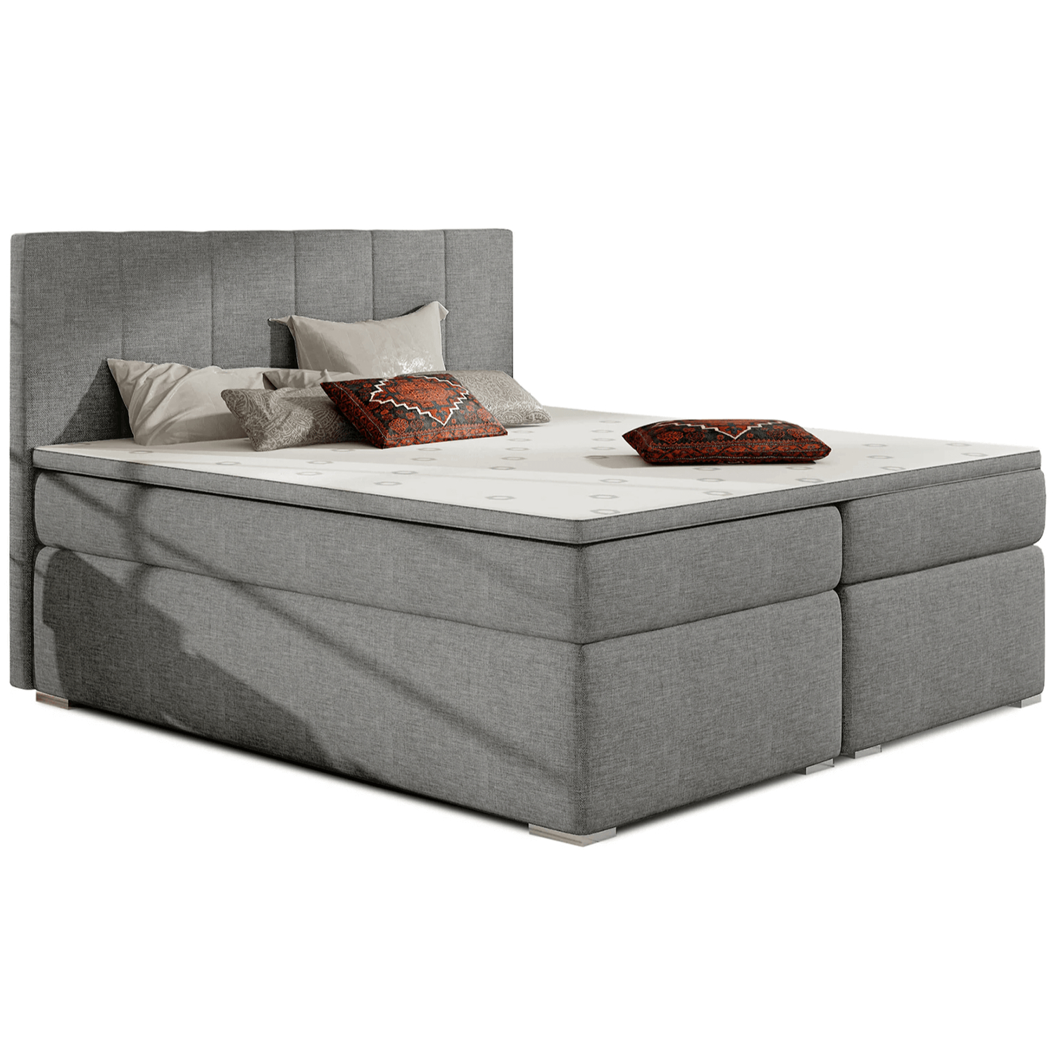 Łóżko Kontynentalne Tapicerowane BOLERO 160X200 z Pojemnikiem Jasnoszare eltap.BB03_1.6