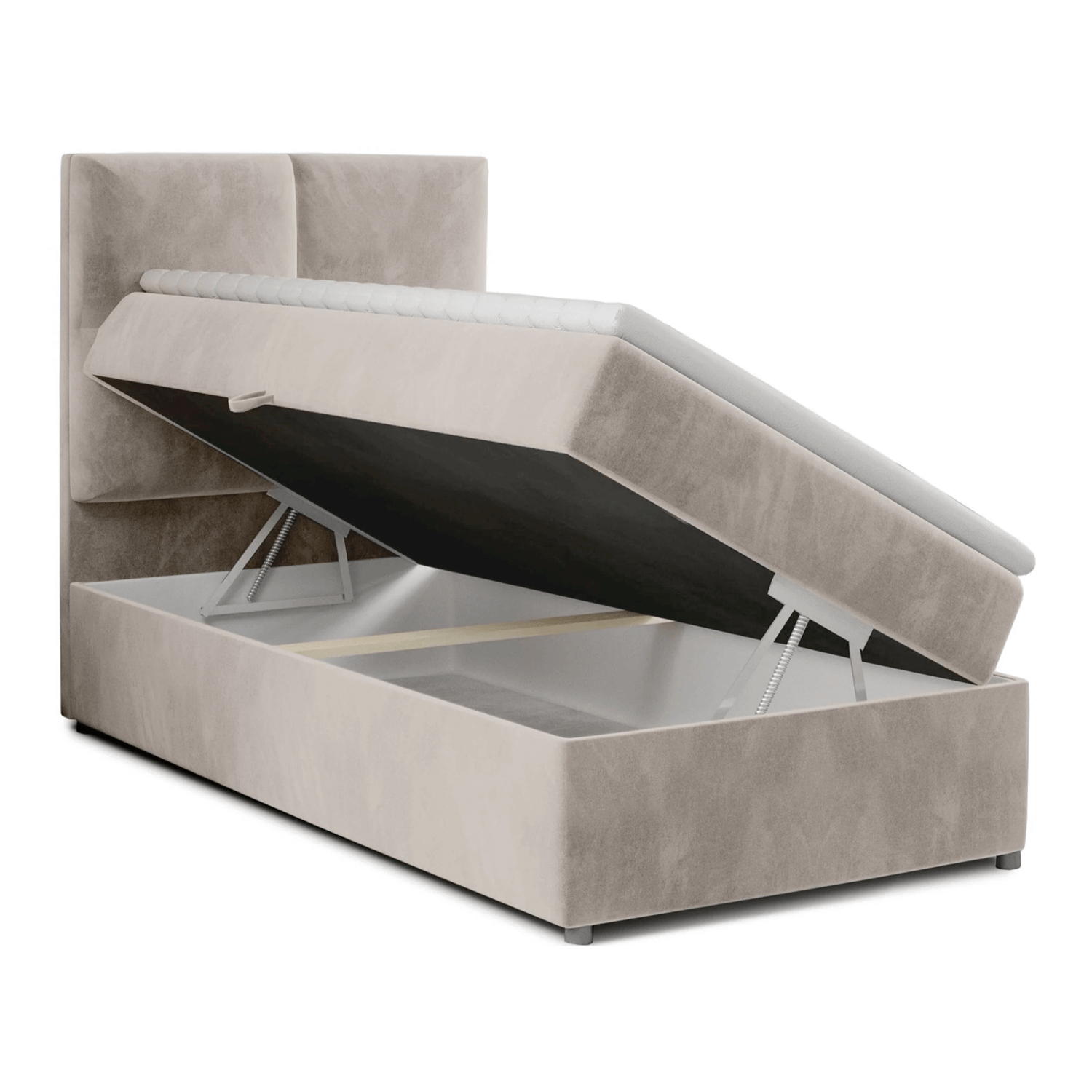 Łóżko Kontynentalne Tapicerowane RIVIA 90x200 z Pojemnikiem Beżowe eltap.Riv_08