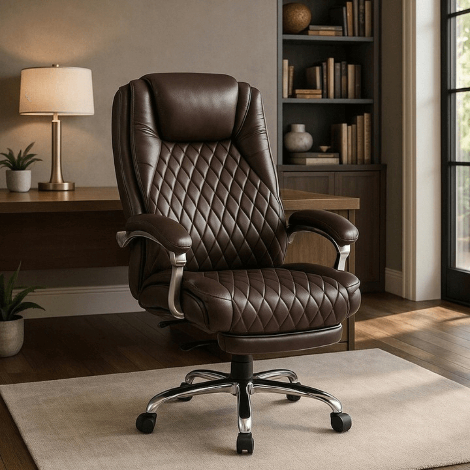 Fotel Biurowy Masujący z Funkcją Podgrzewania GIORGIO Obrotowy Brązowy Ekoskóra Nowoczesny ME.GIORGIO/BR/E/FO