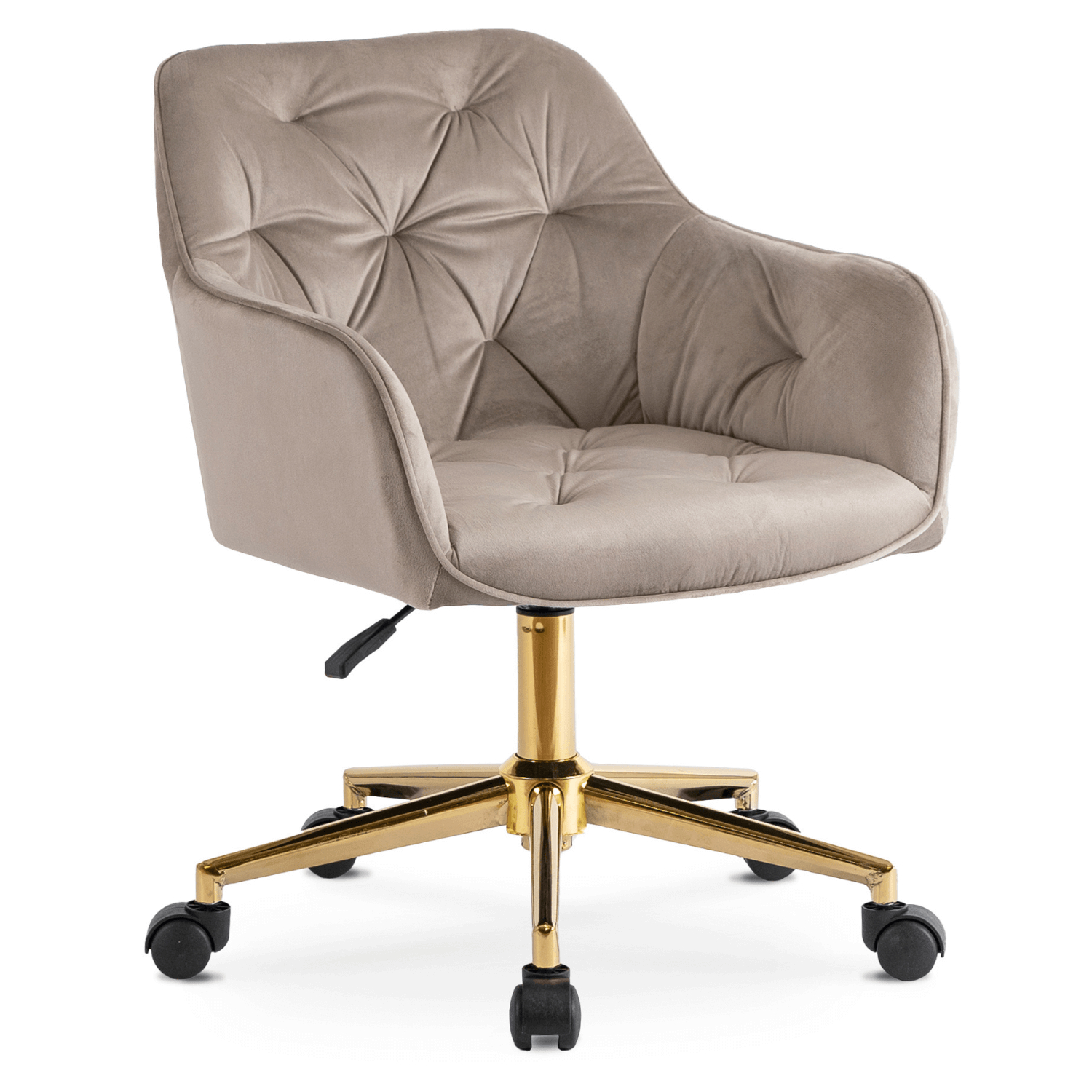 Fotel Młodzieżowy Obrotowy KONOR Beżowy Ze Złotymi Nogami Welurowy Nowoczesny Glamour ME.KONOR/BZ/ZL/V/FO