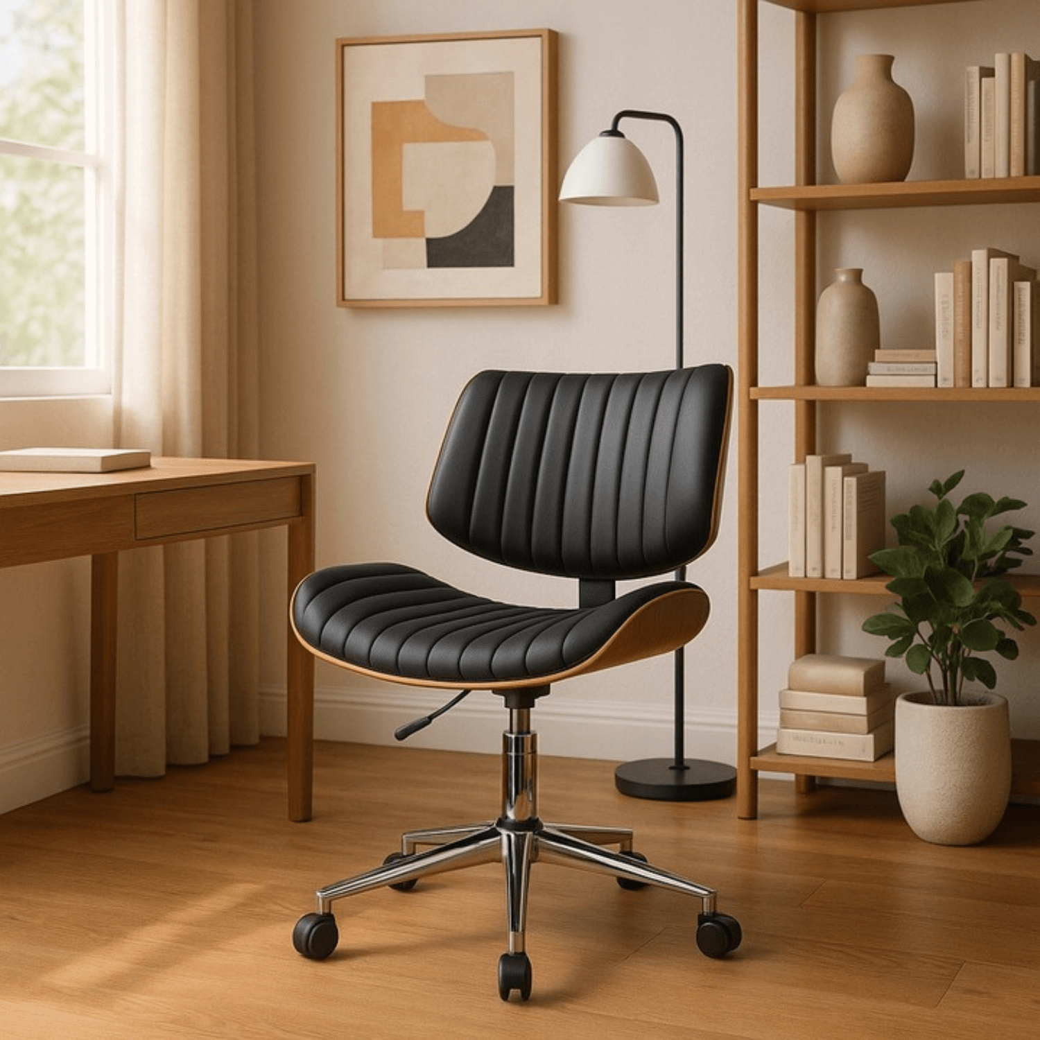 Fotel Biurowy TEKSAS Obrotowy Orzech/Czarny Ekoskóra Nowoczesny ME.TEKSAS/CZ/DG/E/FO