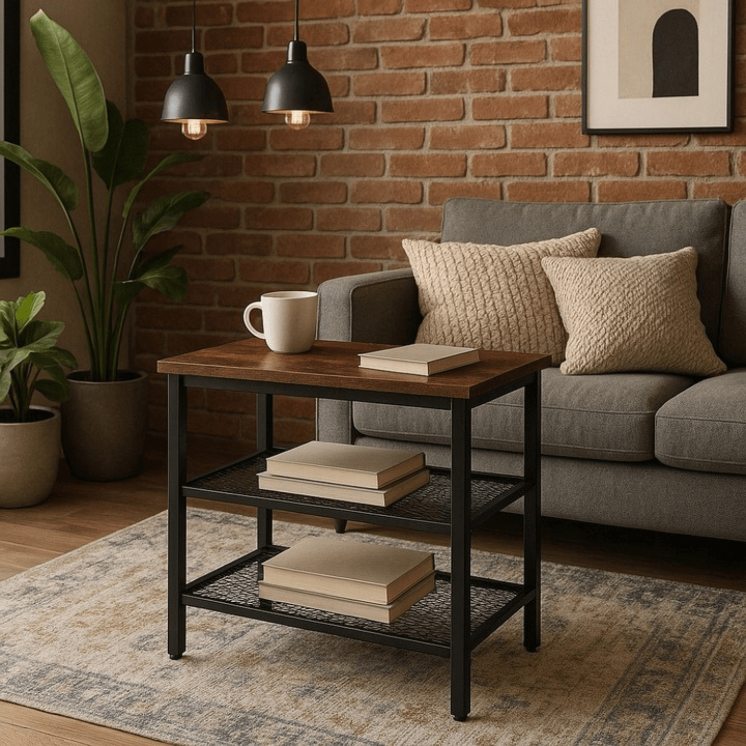 Stolik Kawowy CARTER 60 cm Dąb Rustykalny/Czarny Nowoczesny Loft ME.CARTER/DRU/CZ/REG