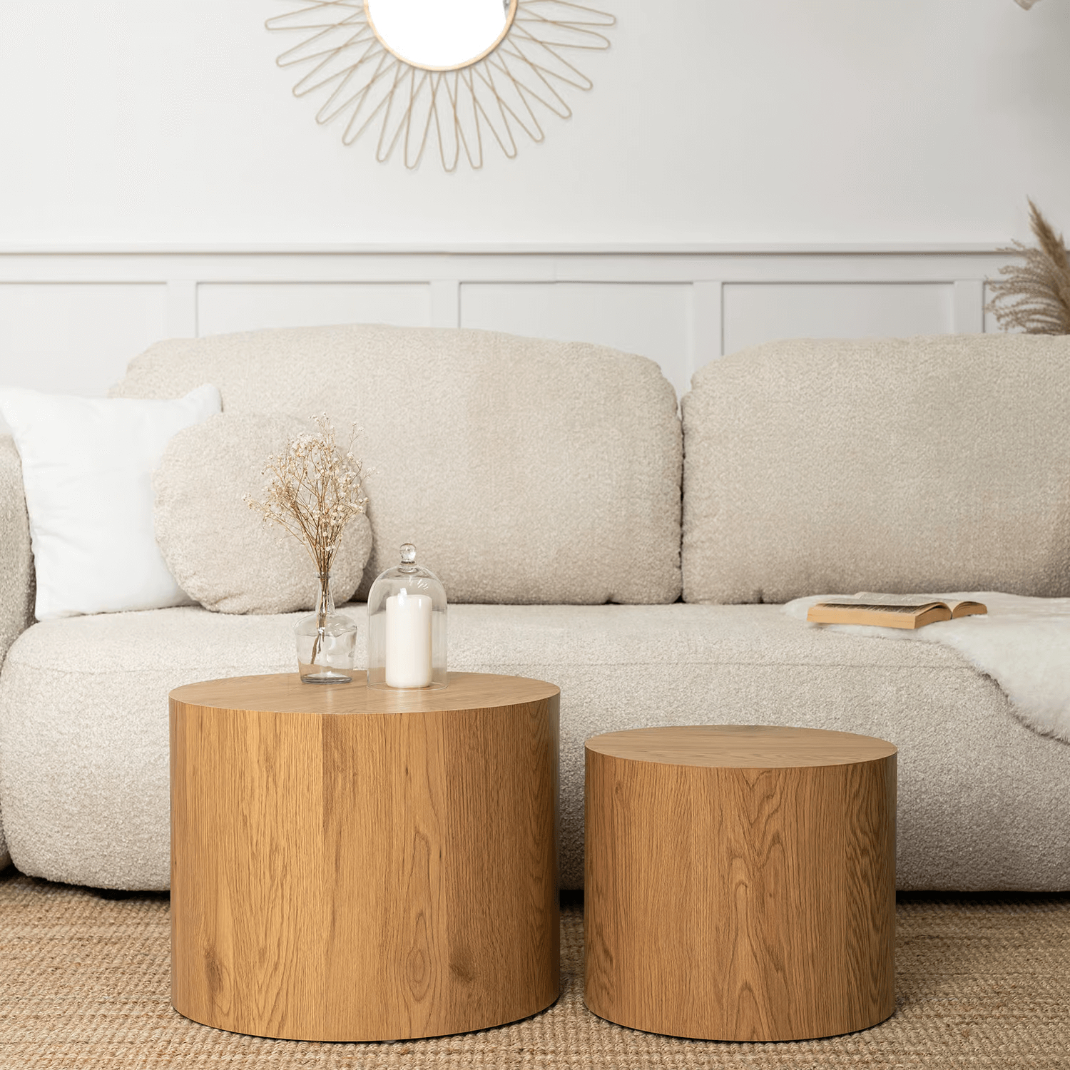 Zestaw Stolików Kawowych LEILA 38 cm/48 cm Dąb Naturalny Skandynawski Loft ME.LEILA/D/L